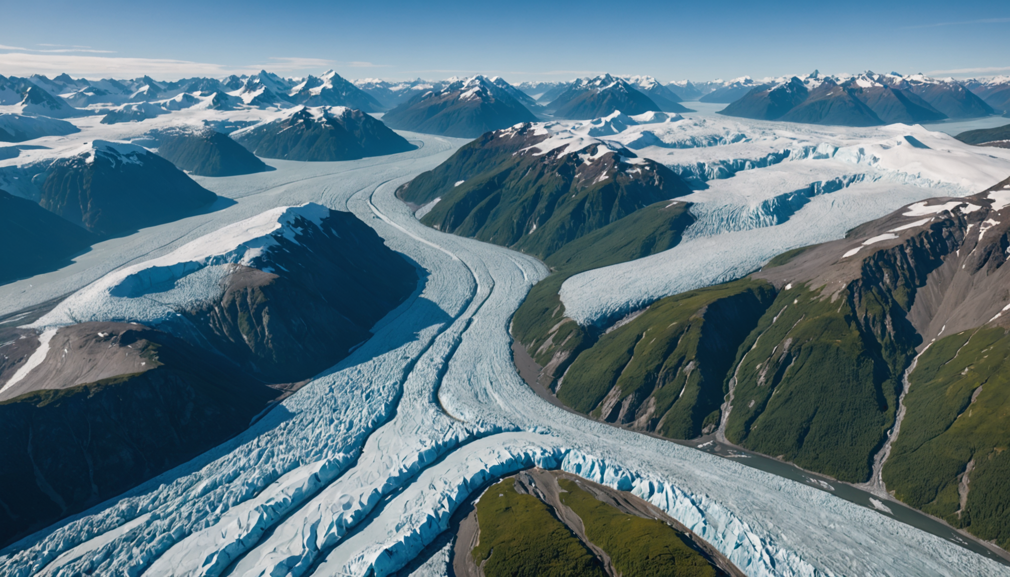 Aerial view of Knik Glacier from a helicopter