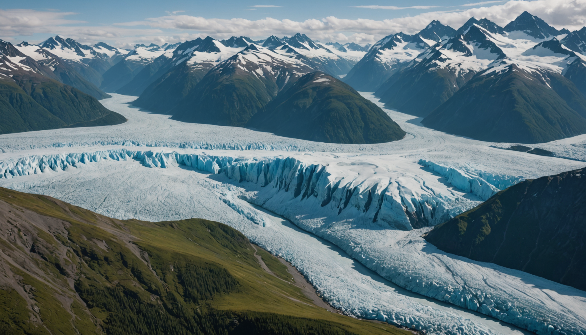 An Alaskan glacier viewed from a helicopter