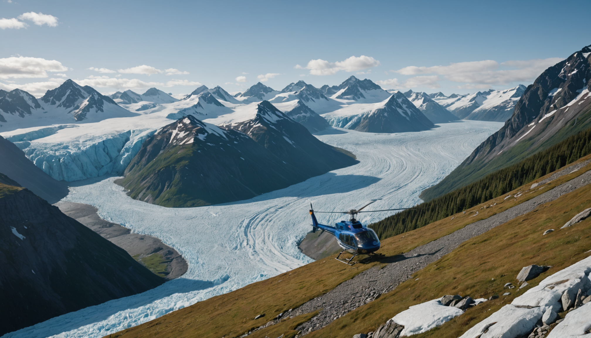 Helicopter landing in the Matanuska Valley