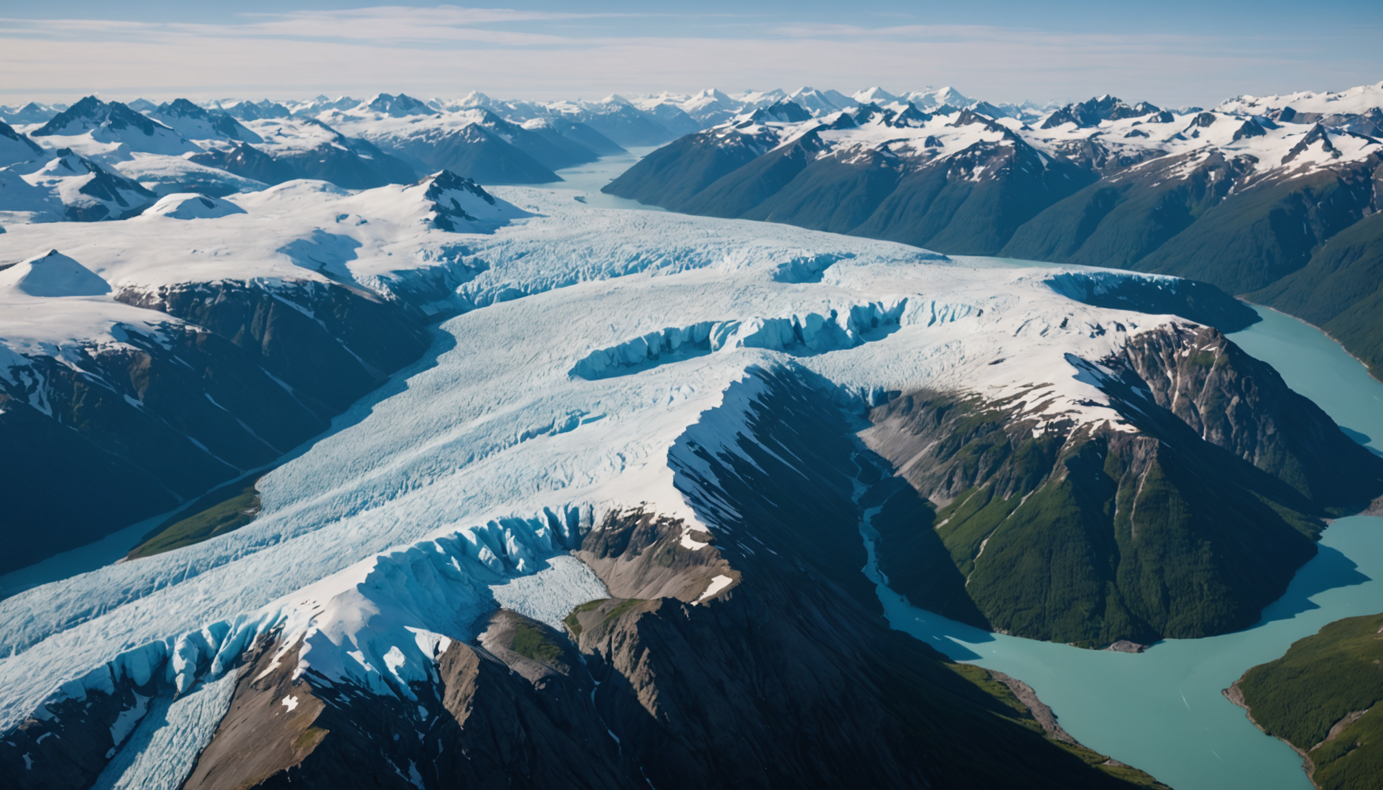 View of a glacier from a helicopter in Alaska