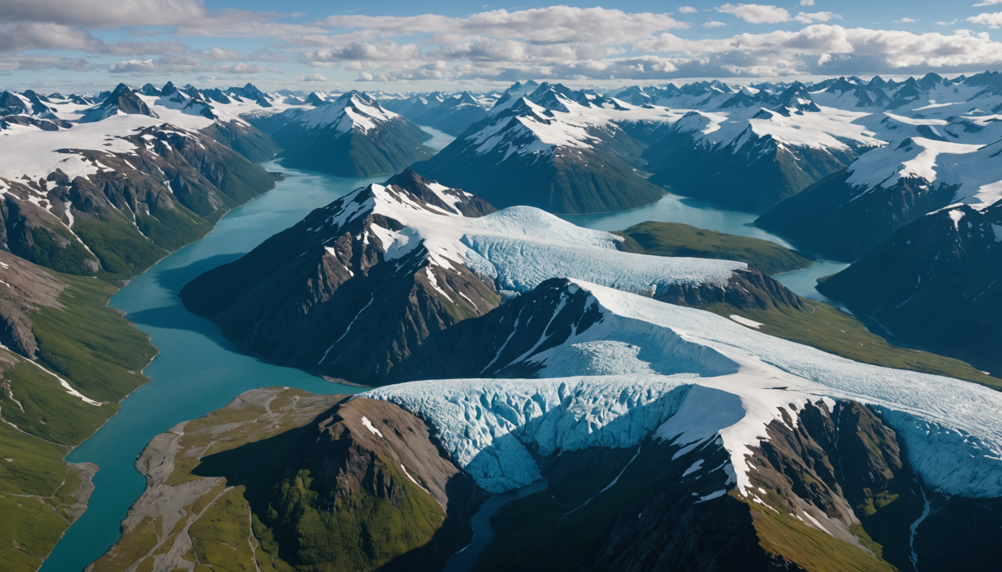 View from a helicopter over Chugach Mountains