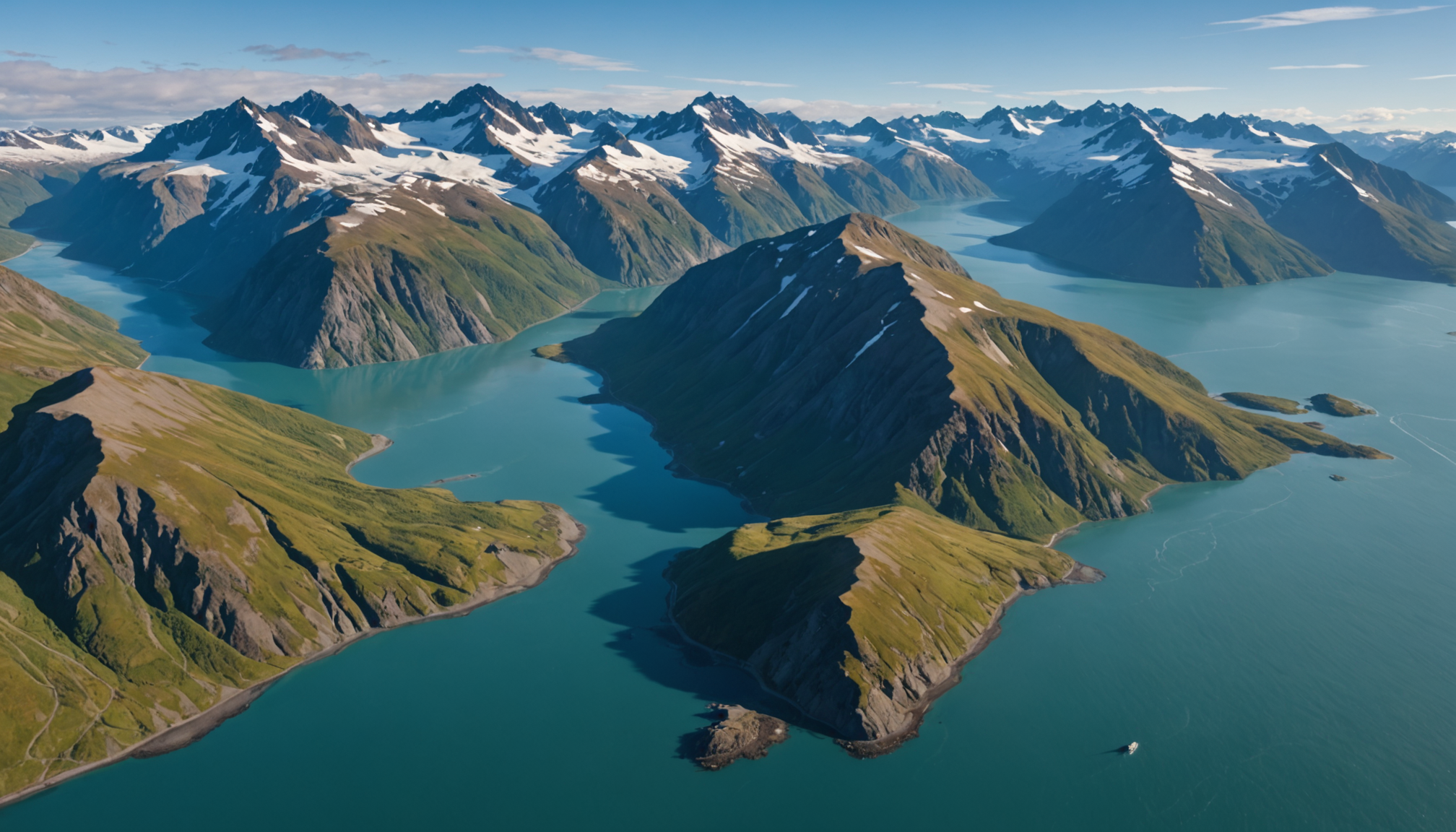 Aerial view of Seward coastline
