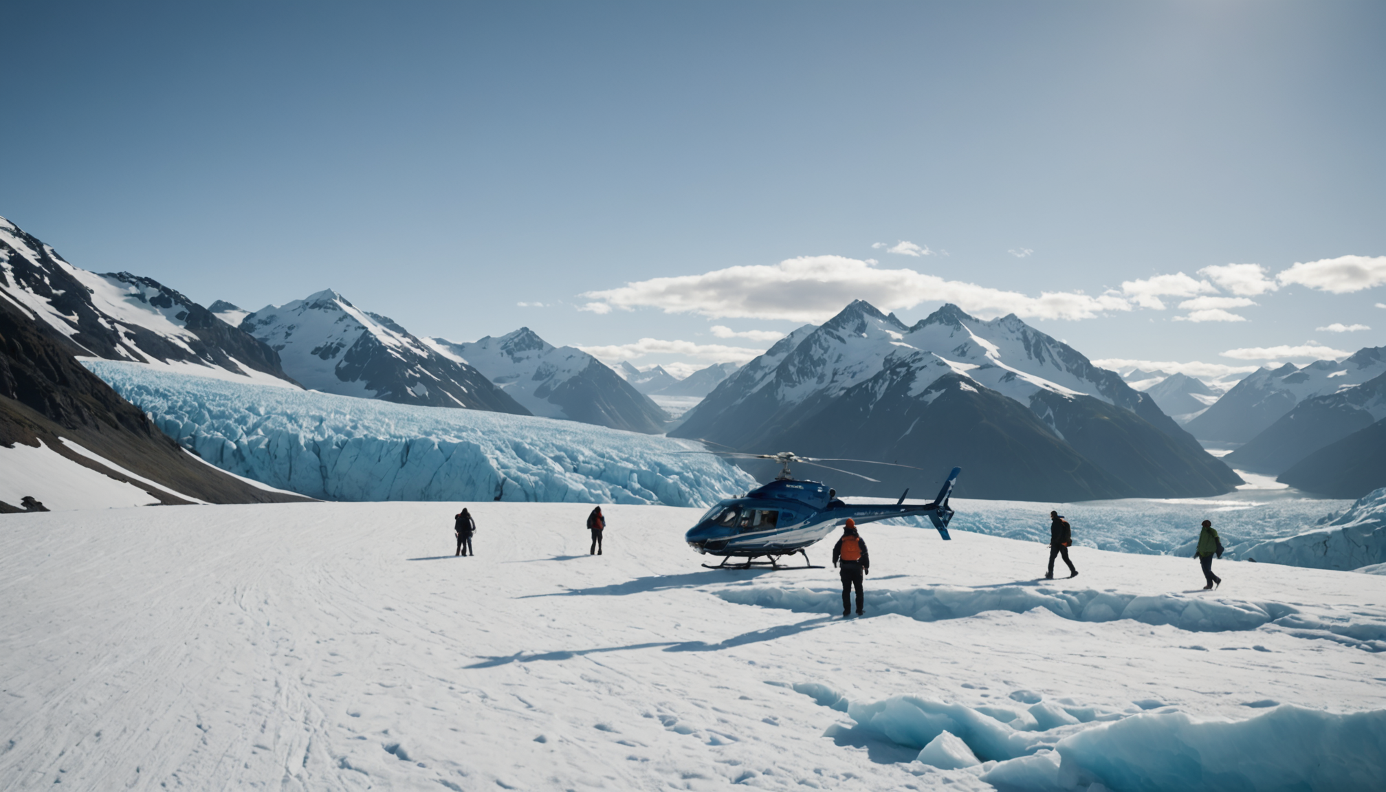 Passengers disembarking near Yanert Glacier