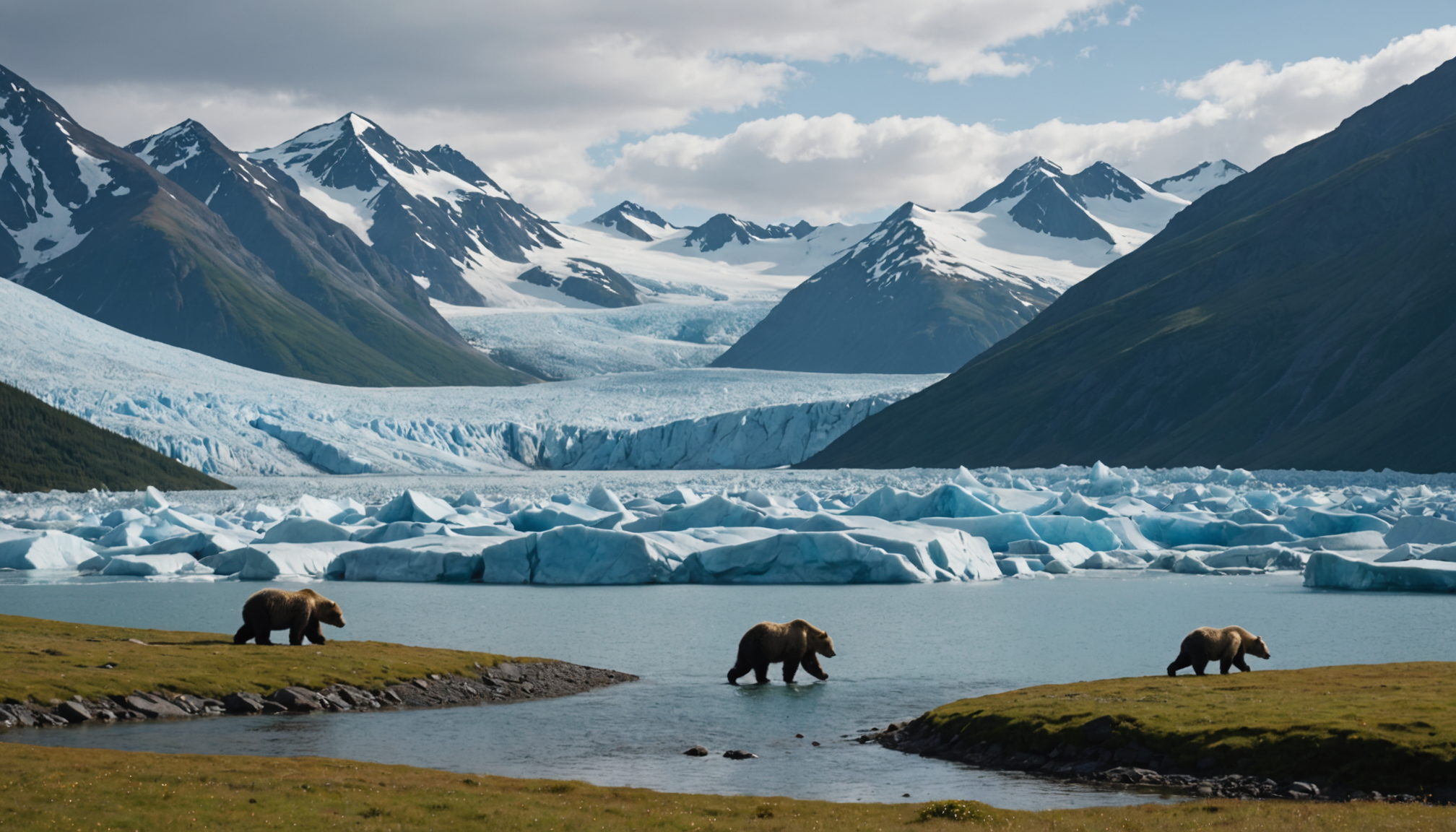 Bears roaming the Alaskan wilderness