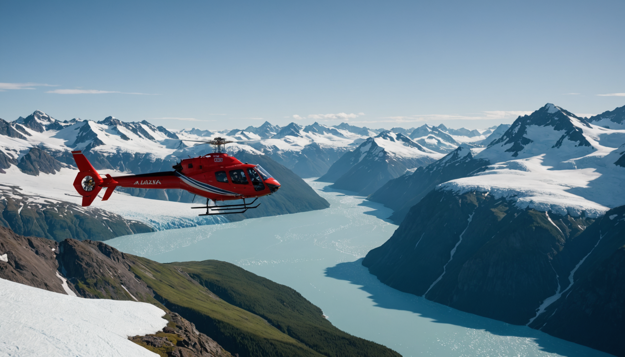 Helicopter over Prince William Sound