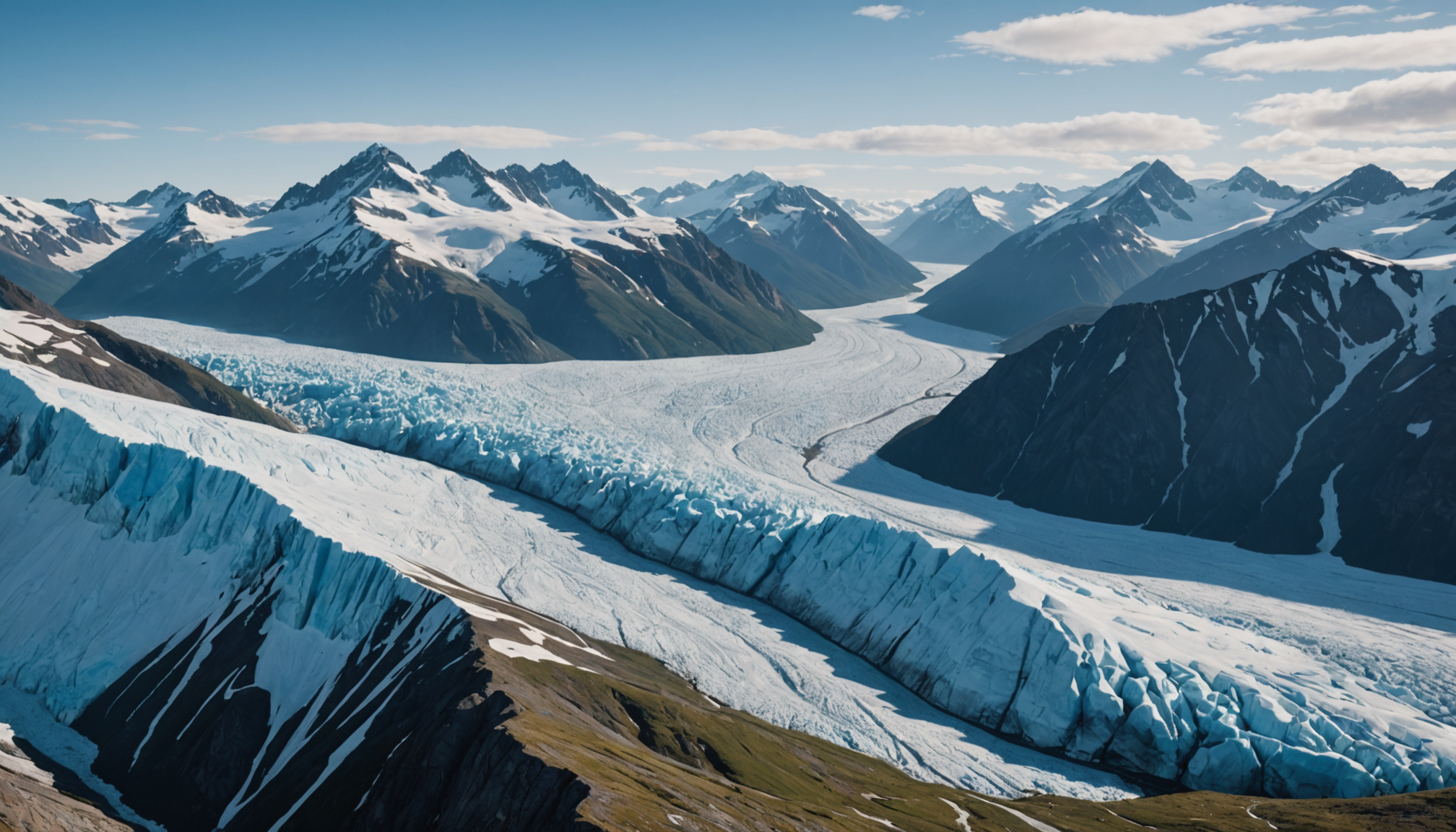 Snow-covered mountains in the Chugach Range