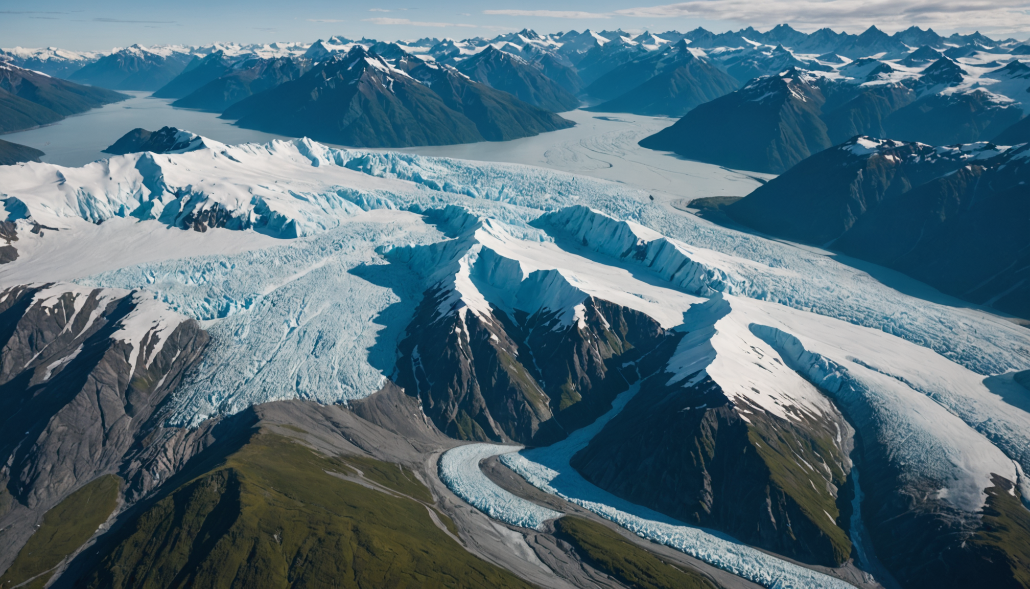 Aerial view of Knik Glacier in Alaska