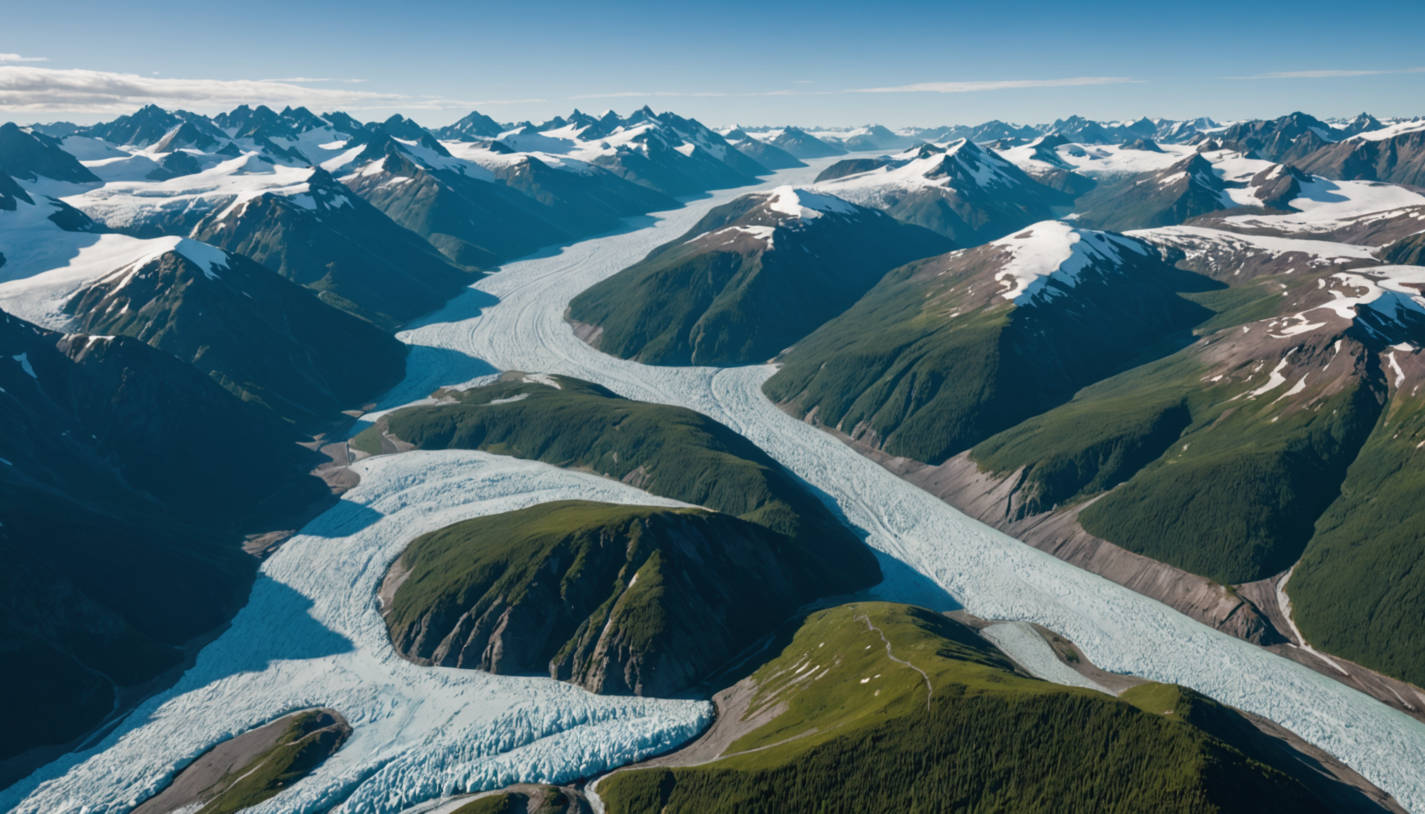 Scenic view of Prince William Sound from a helicopter