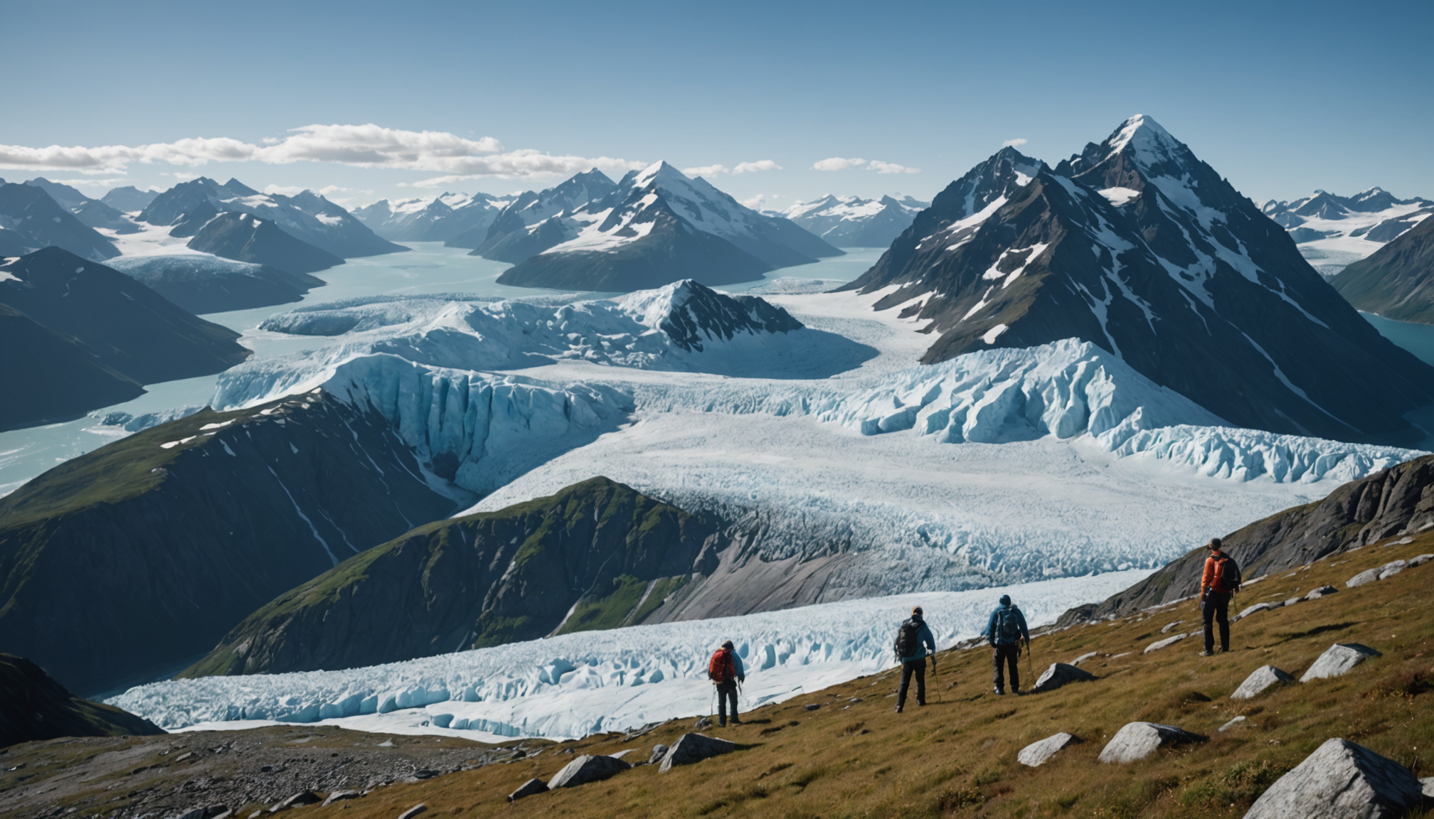 Climbers preparing at the base of a route in the Matanuska Valley