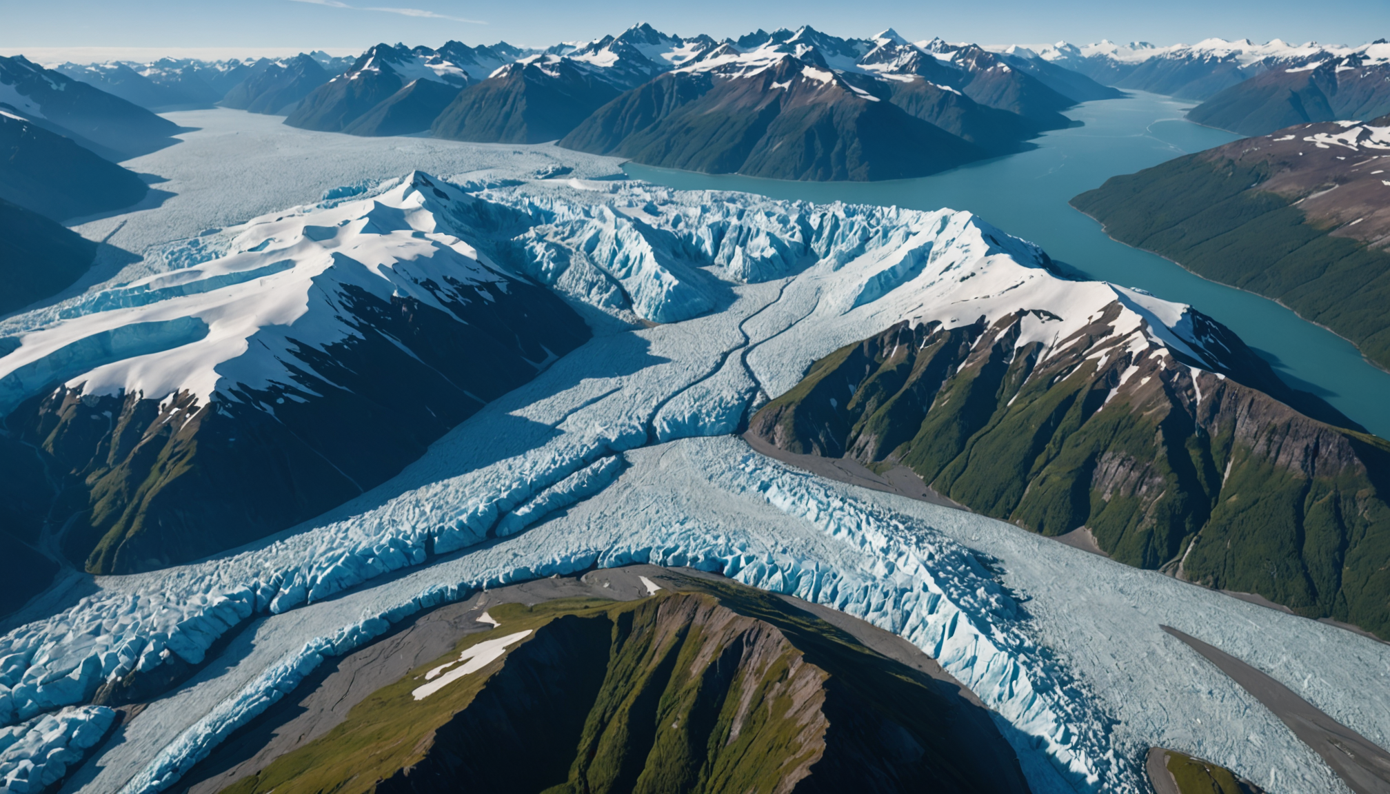 An aerial view of Knik Glacier