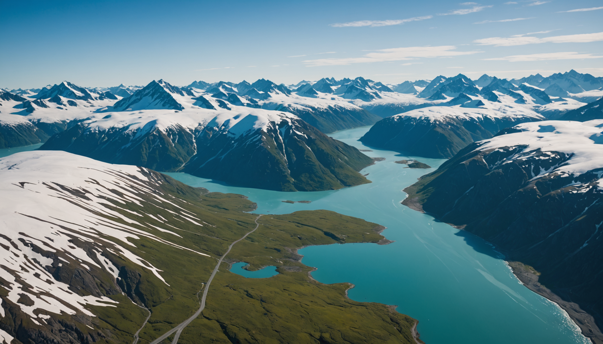 Aerial view of Palmer, Alaska with mountains in the background
