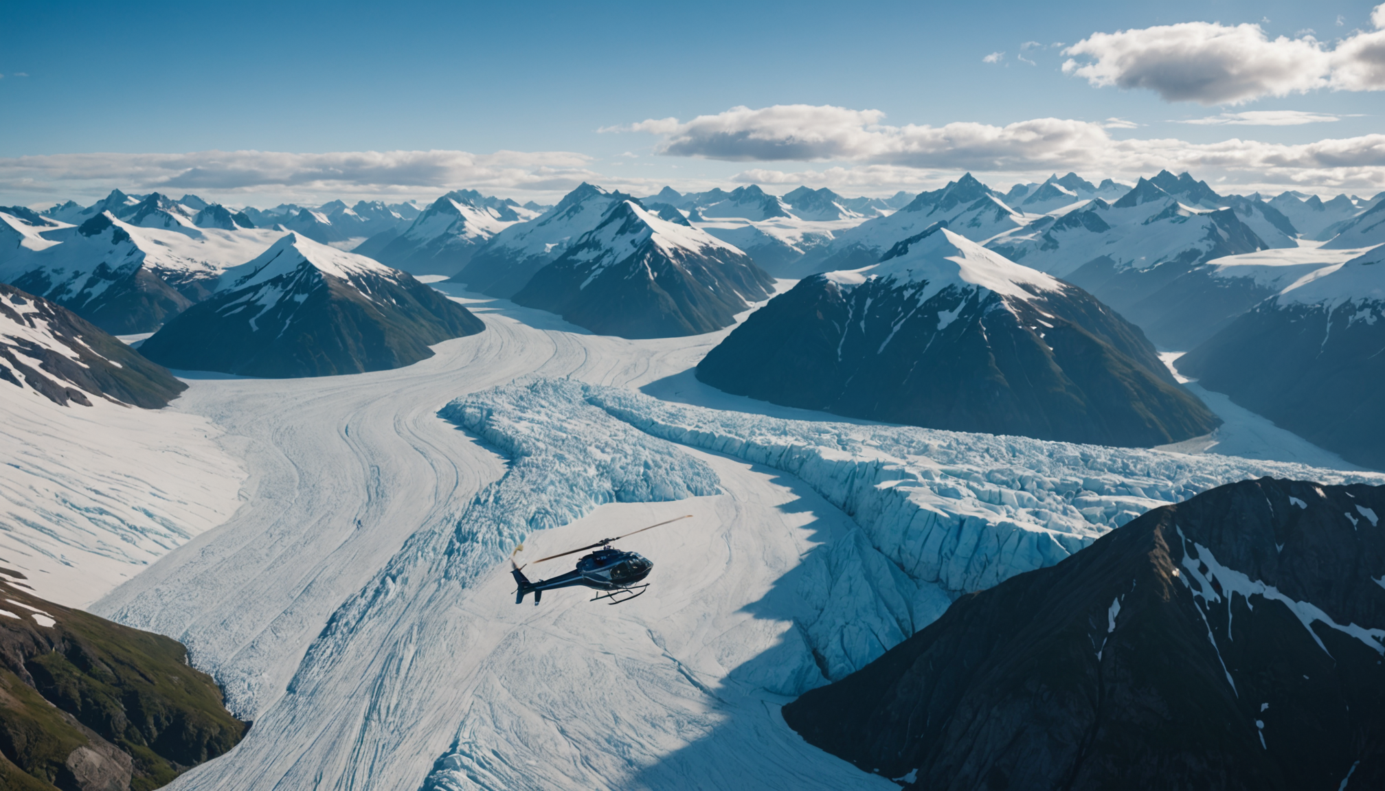 Helicopter over Knik Glacier