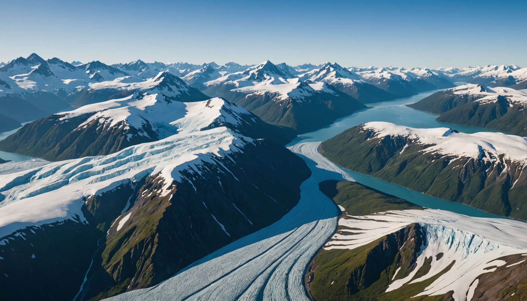 View from a helicopter over Knik Glacier