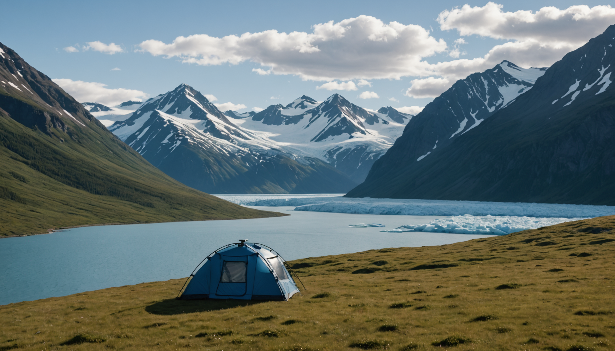 Remote Alaskan cabin with a laptop on a table