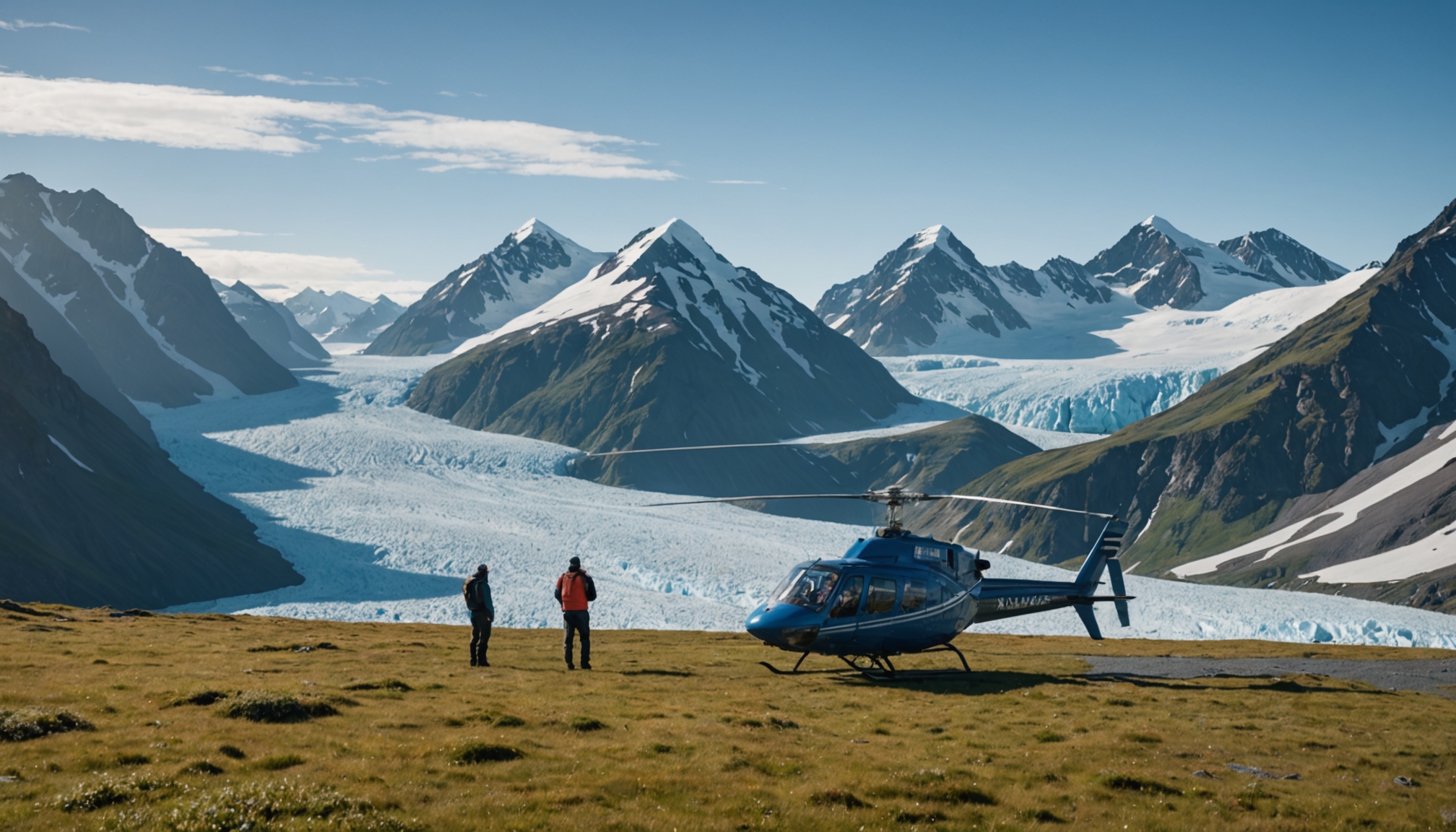 Group enjoying a helicopter tour in Talkeetna