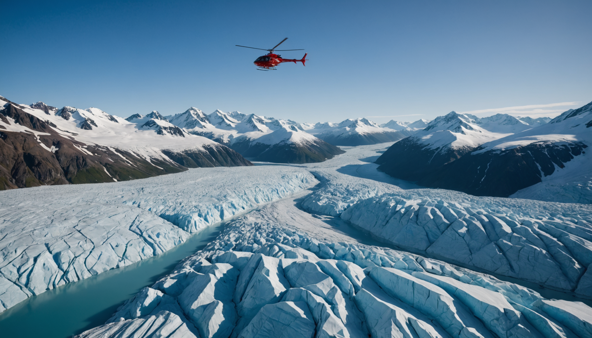 Helicopter tour overlooking Knik Glacier