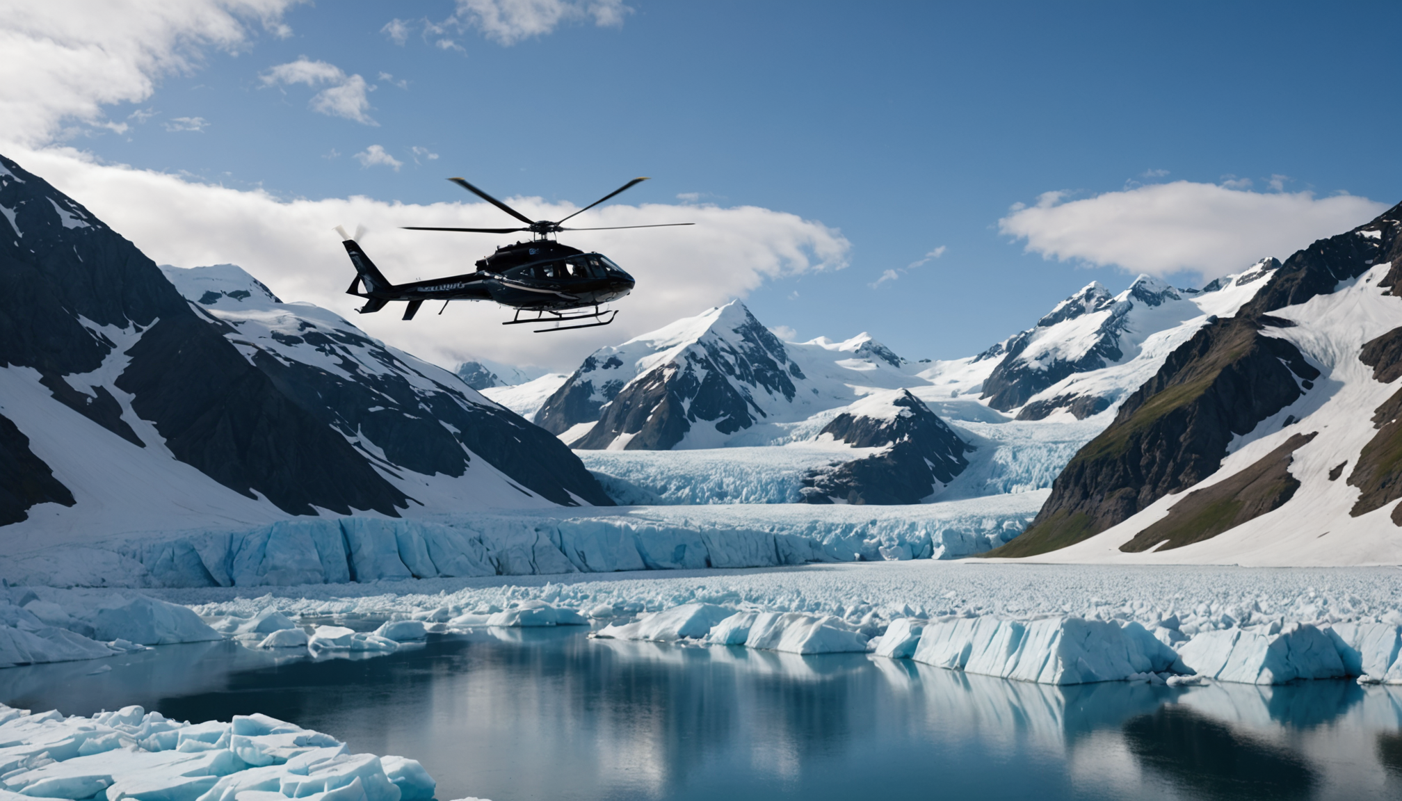 Helicopter Landing on Glacier