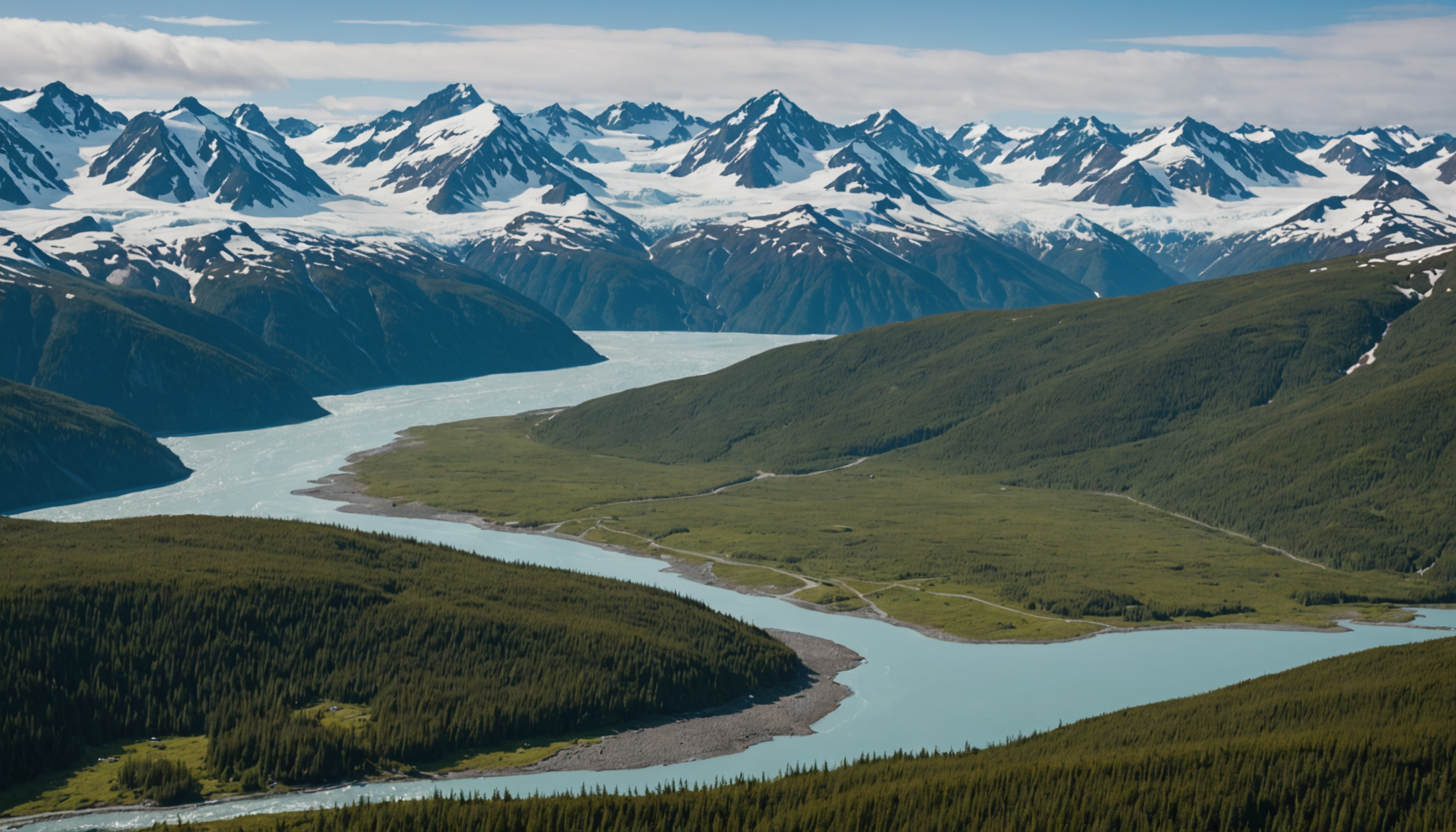 Aerial view of Alaskan oil fields