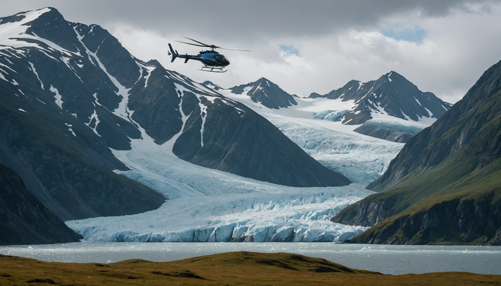 Helicopter landing in Sitka's wilderness