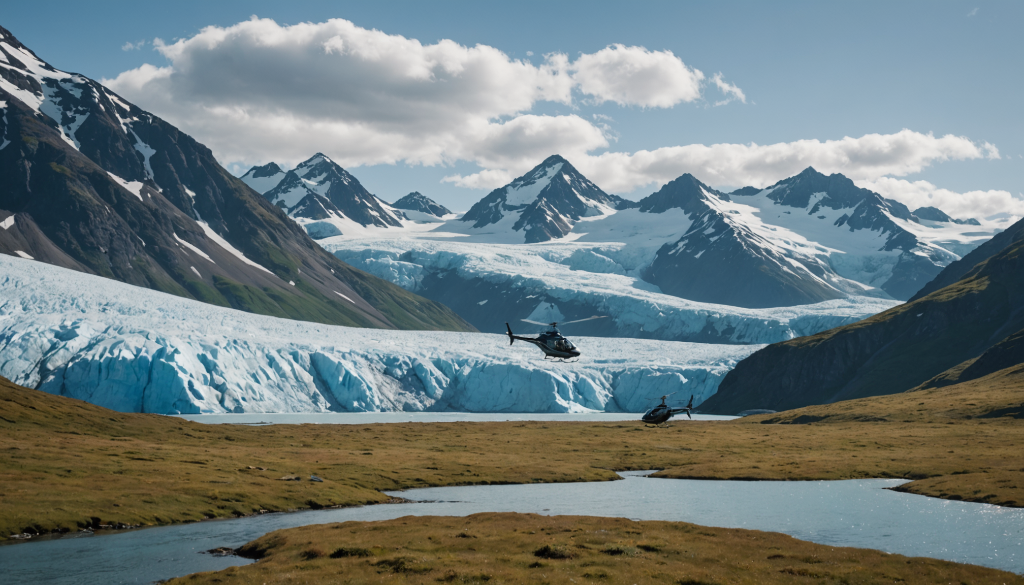 Helicopter landing in a remote alpine location