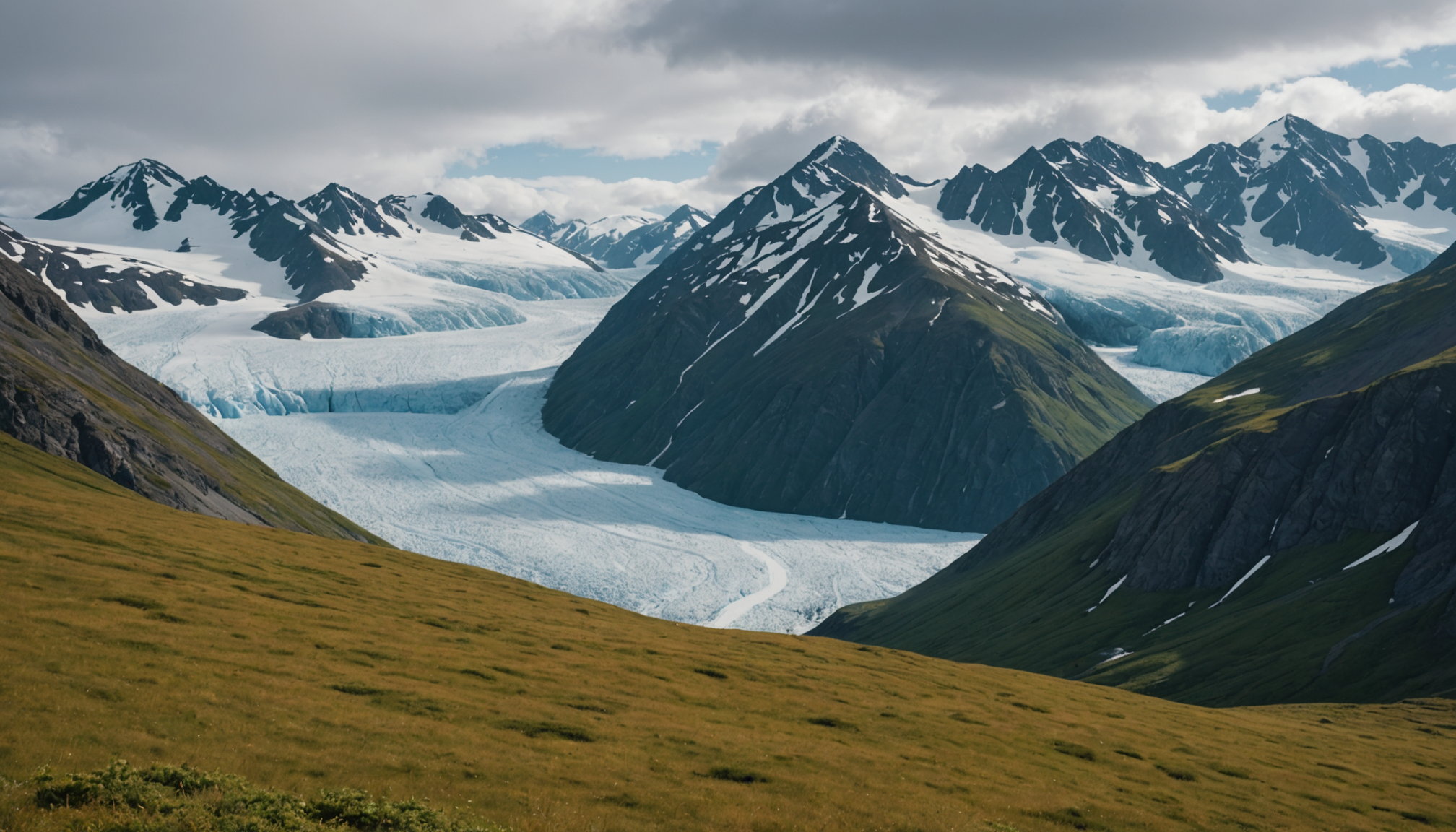 Helicopter landing in Chugach Mountains