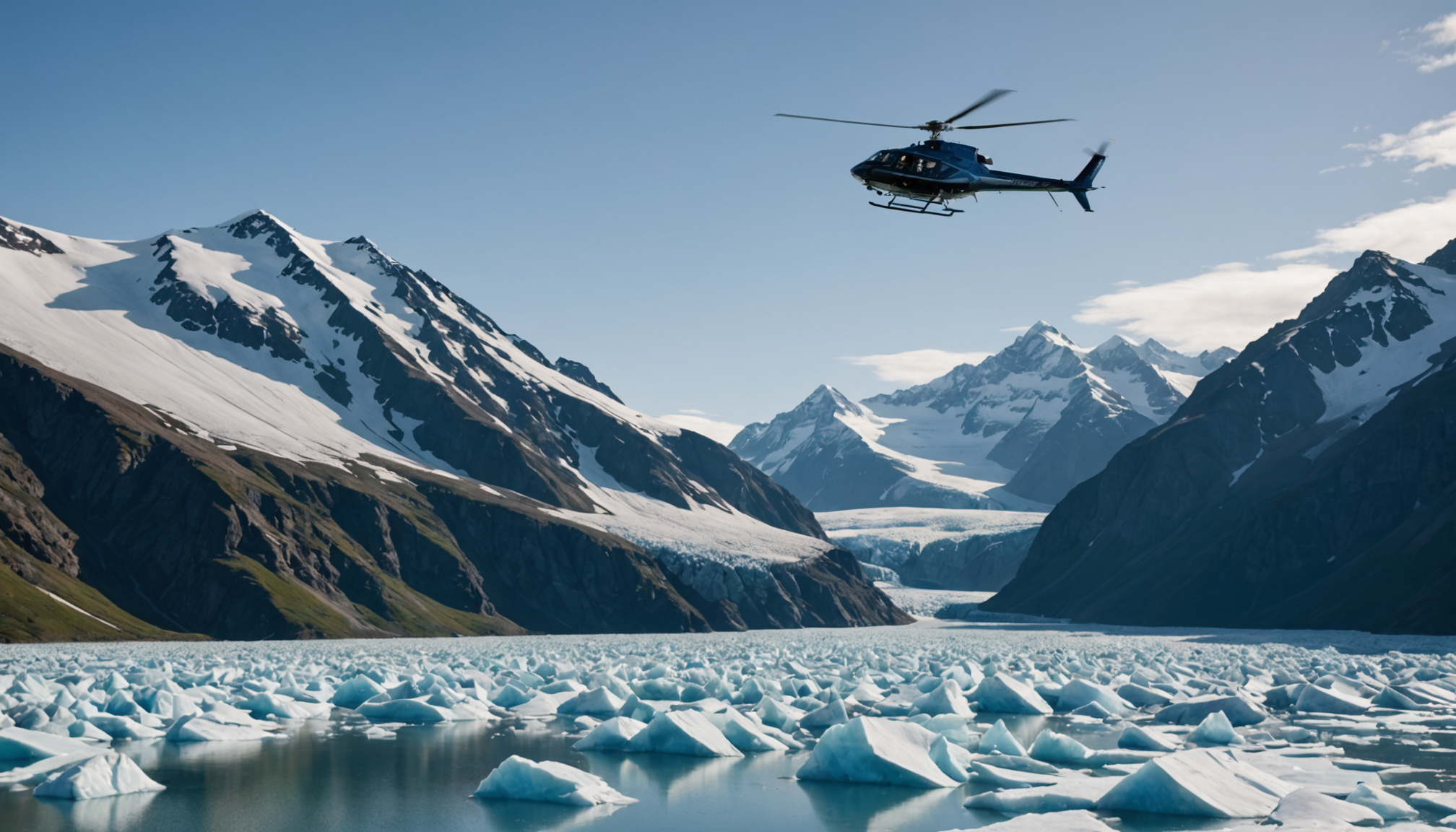 Helicopter over Prince William Sound