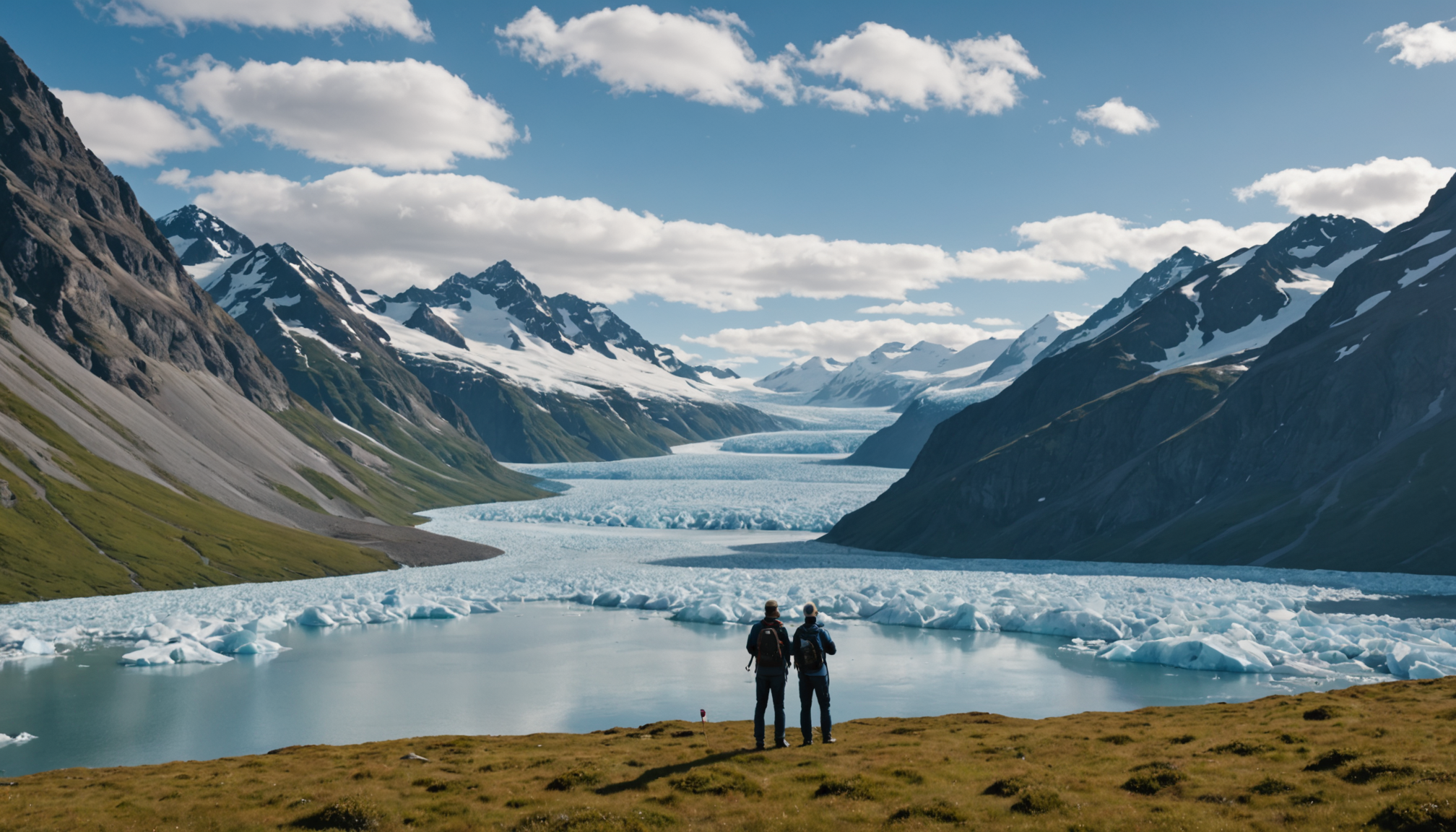 Tourists capturing a scenic view from a helicopter