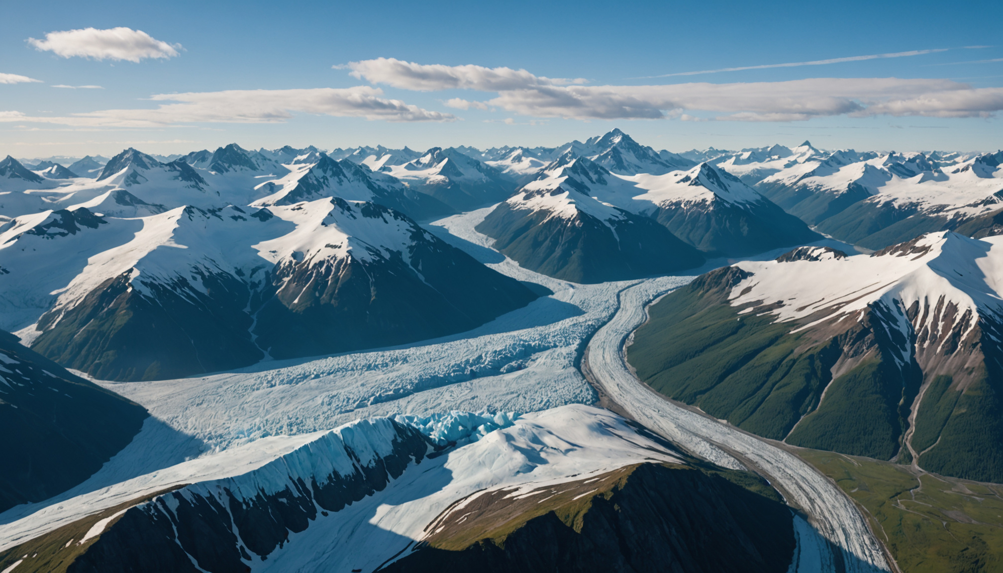 A breathtaking view of the Alaskan mountains from a helicopter