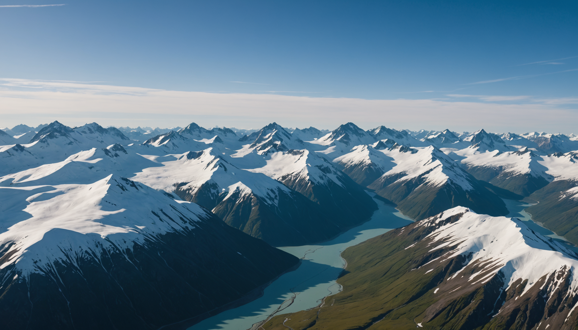 Aerial view of Chugach Mountains during a clear day