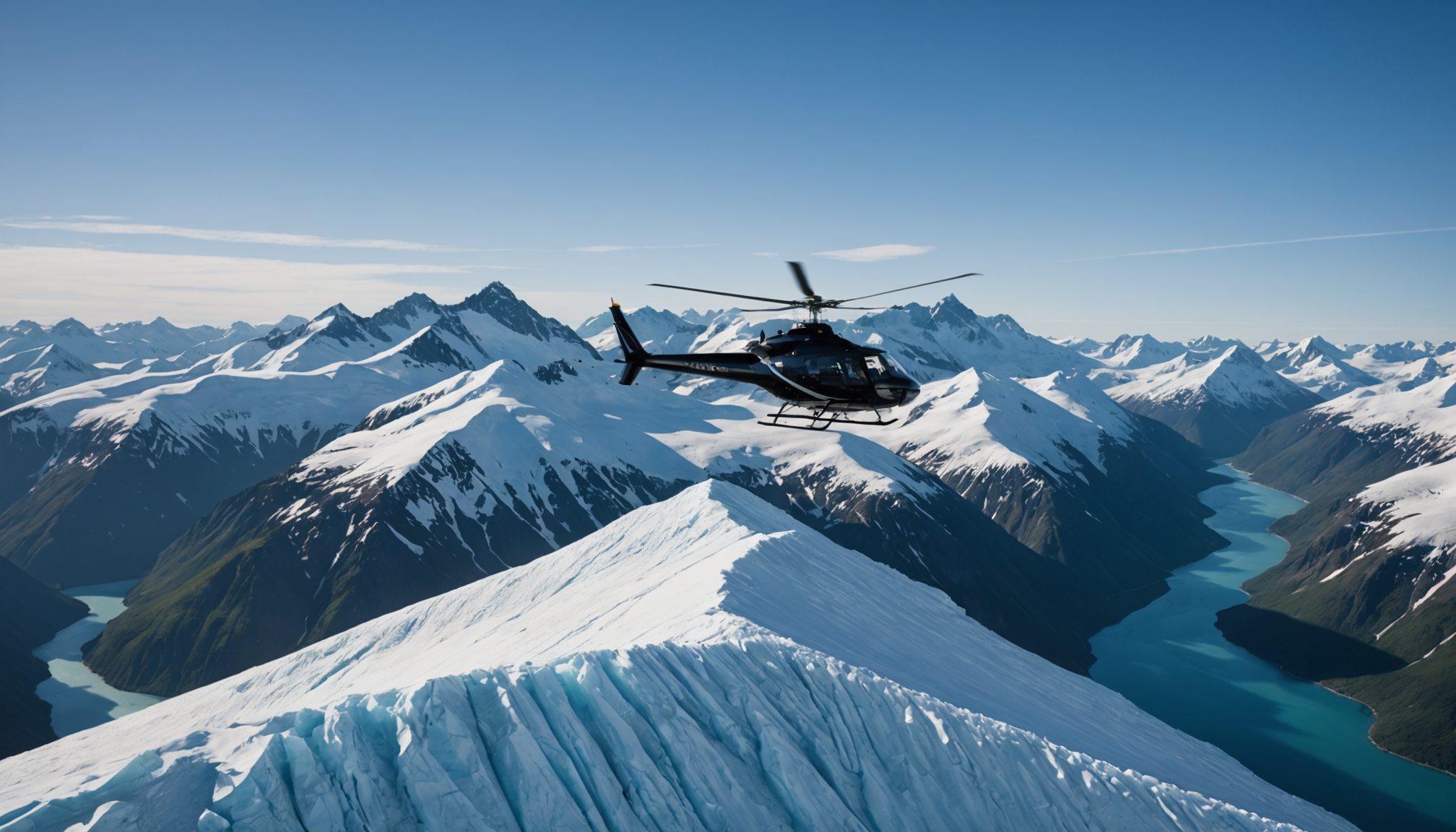 Helicopter over Chugach Mountains