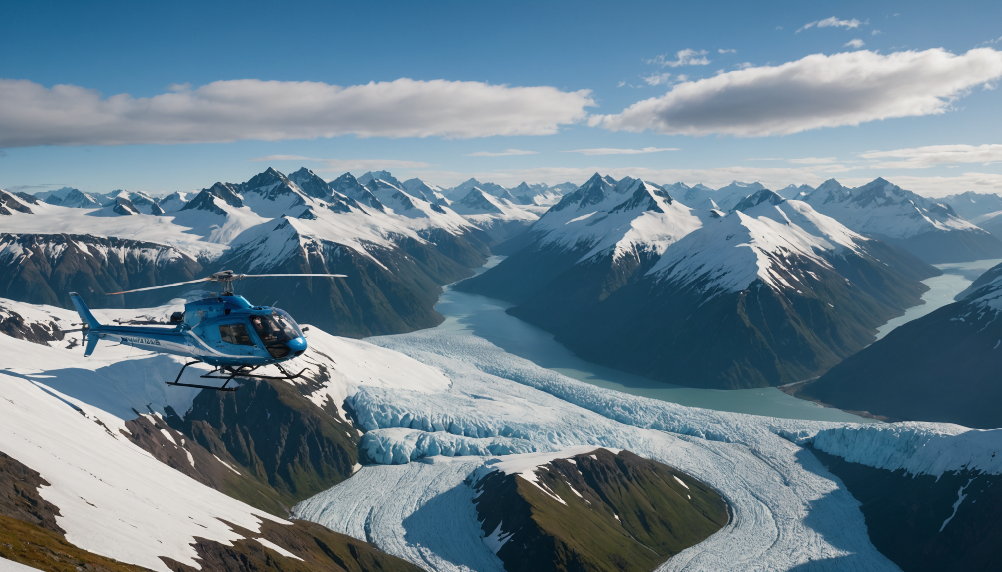 Helicopter over Chugach Mountains