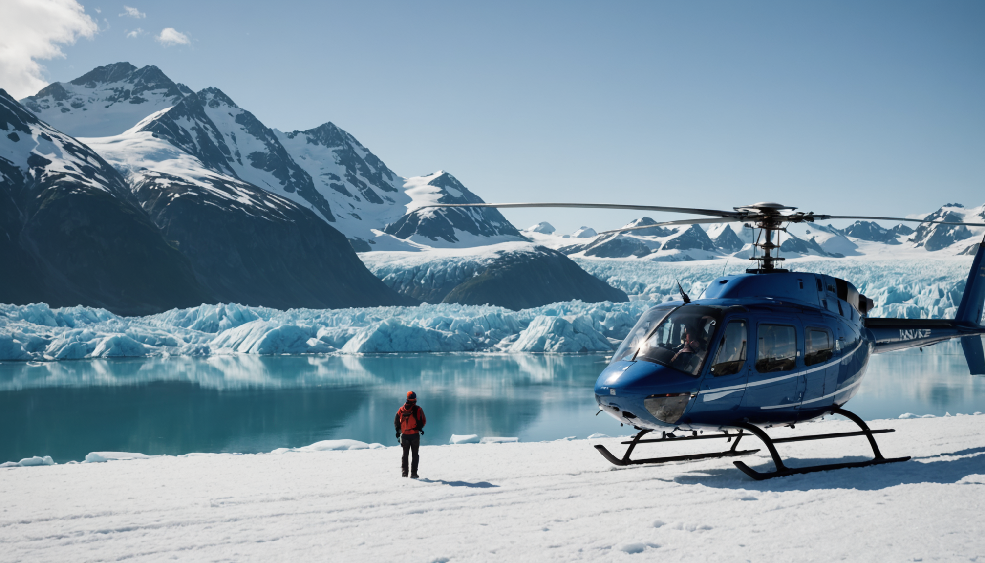 Passengers boarding a helicopter in Juneau