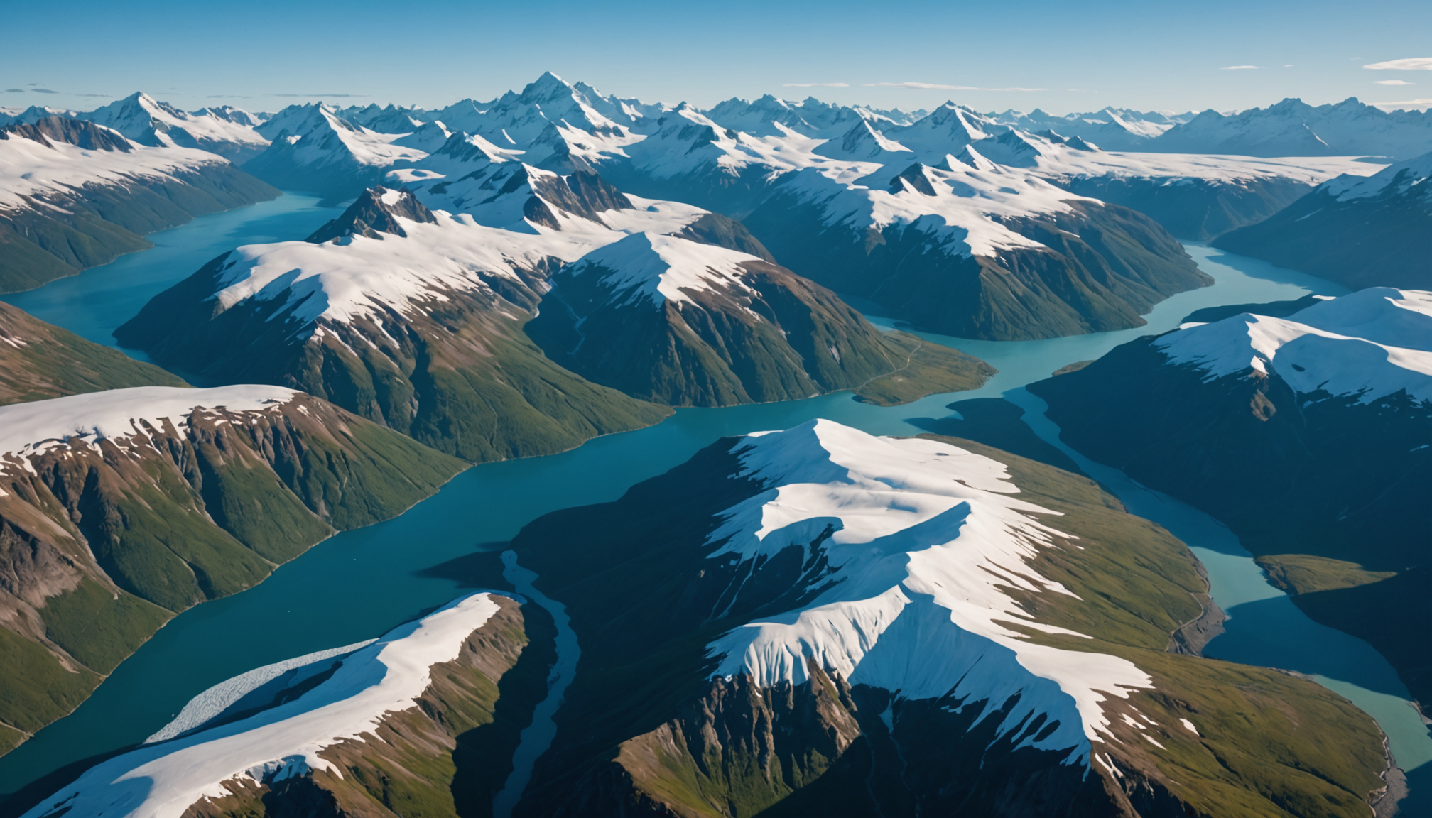 View from a helicopter over Prince William Sound