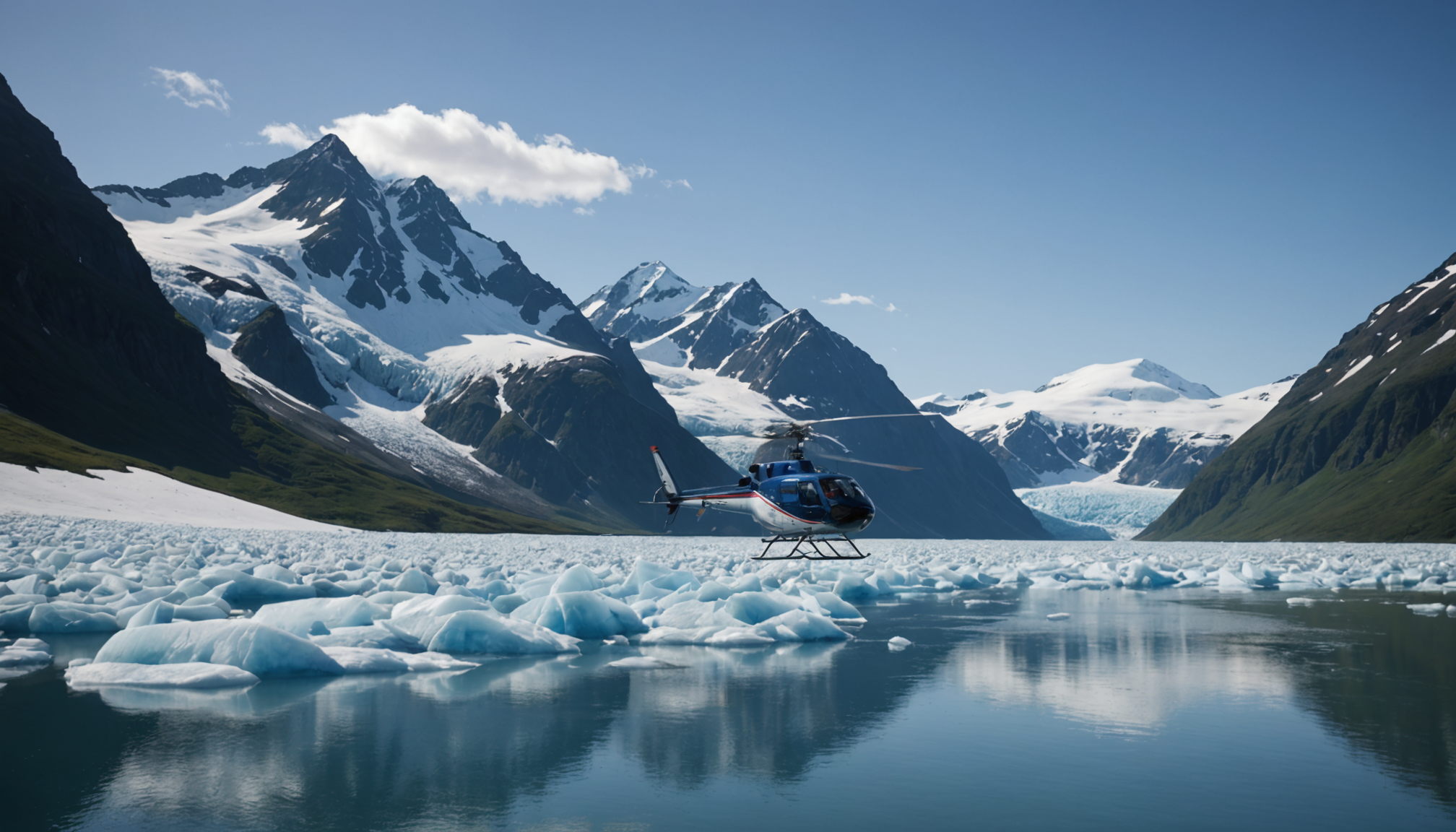 Helicopter landing near Prince William Sound