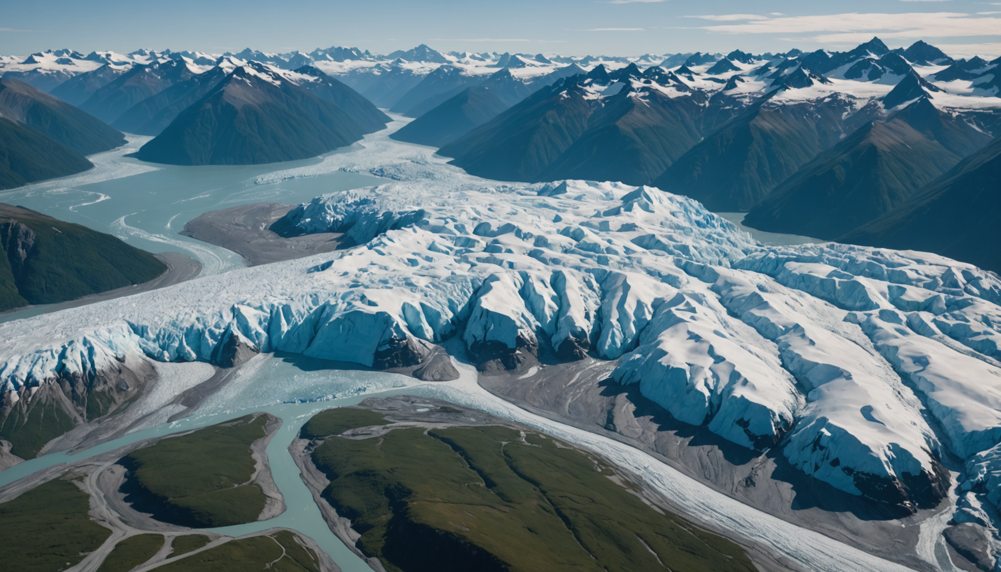 Aerial view of Knik Glacier from a helicopter