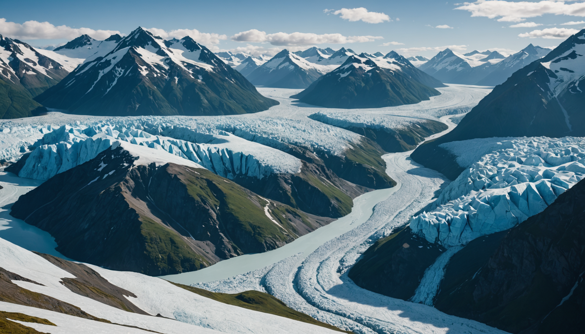 Knik Glacier with a helicopter in the foreground