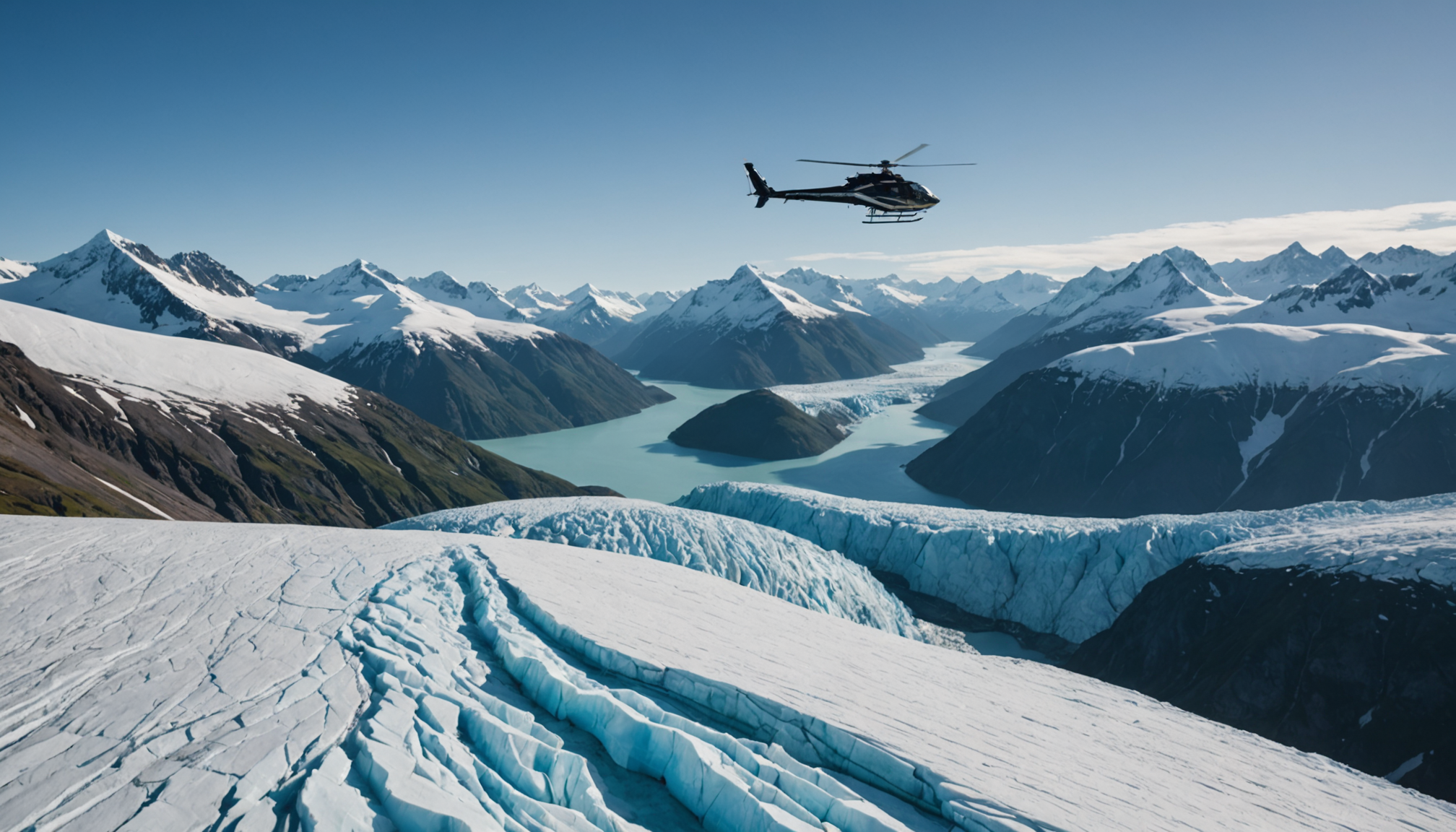 Helicopter over Knik Glacier