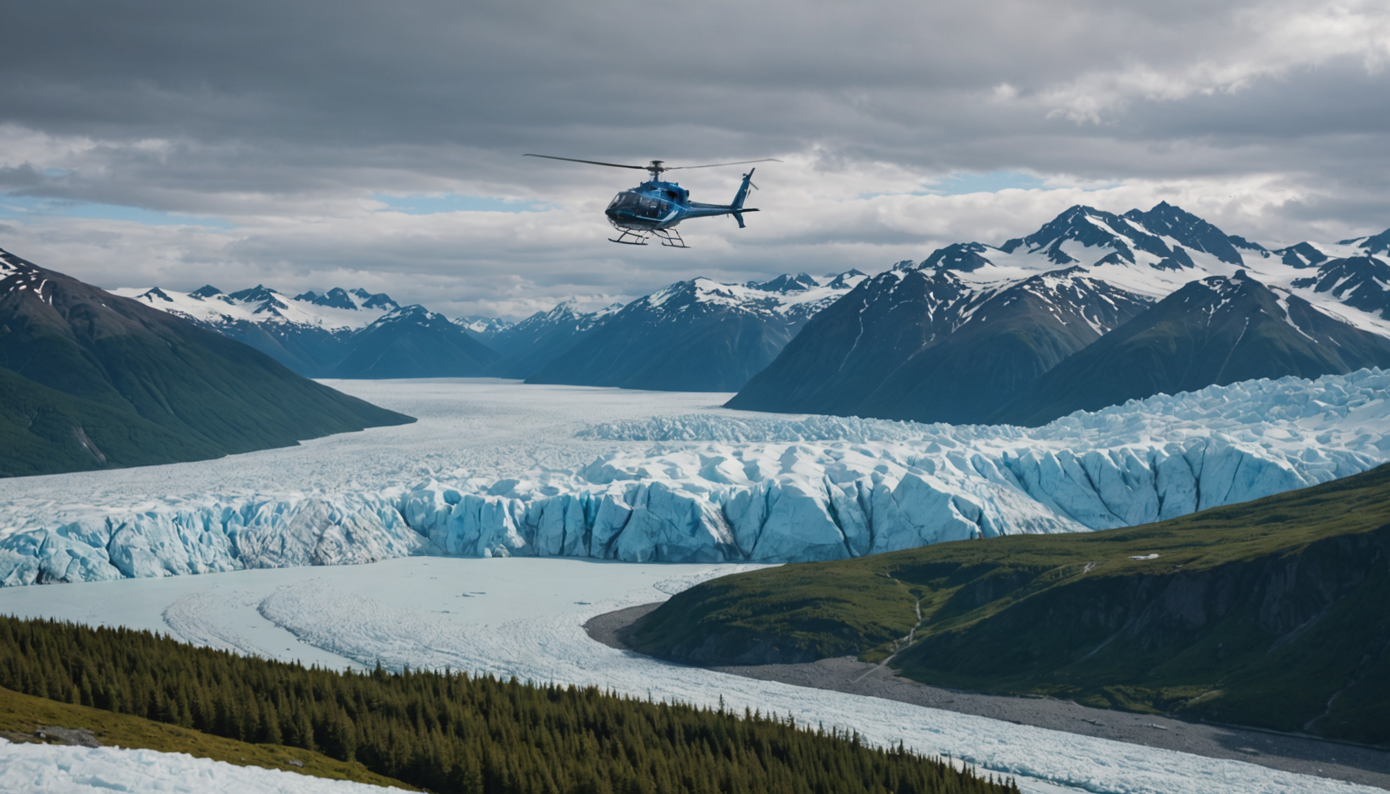 Helicopter over Knik Glacier