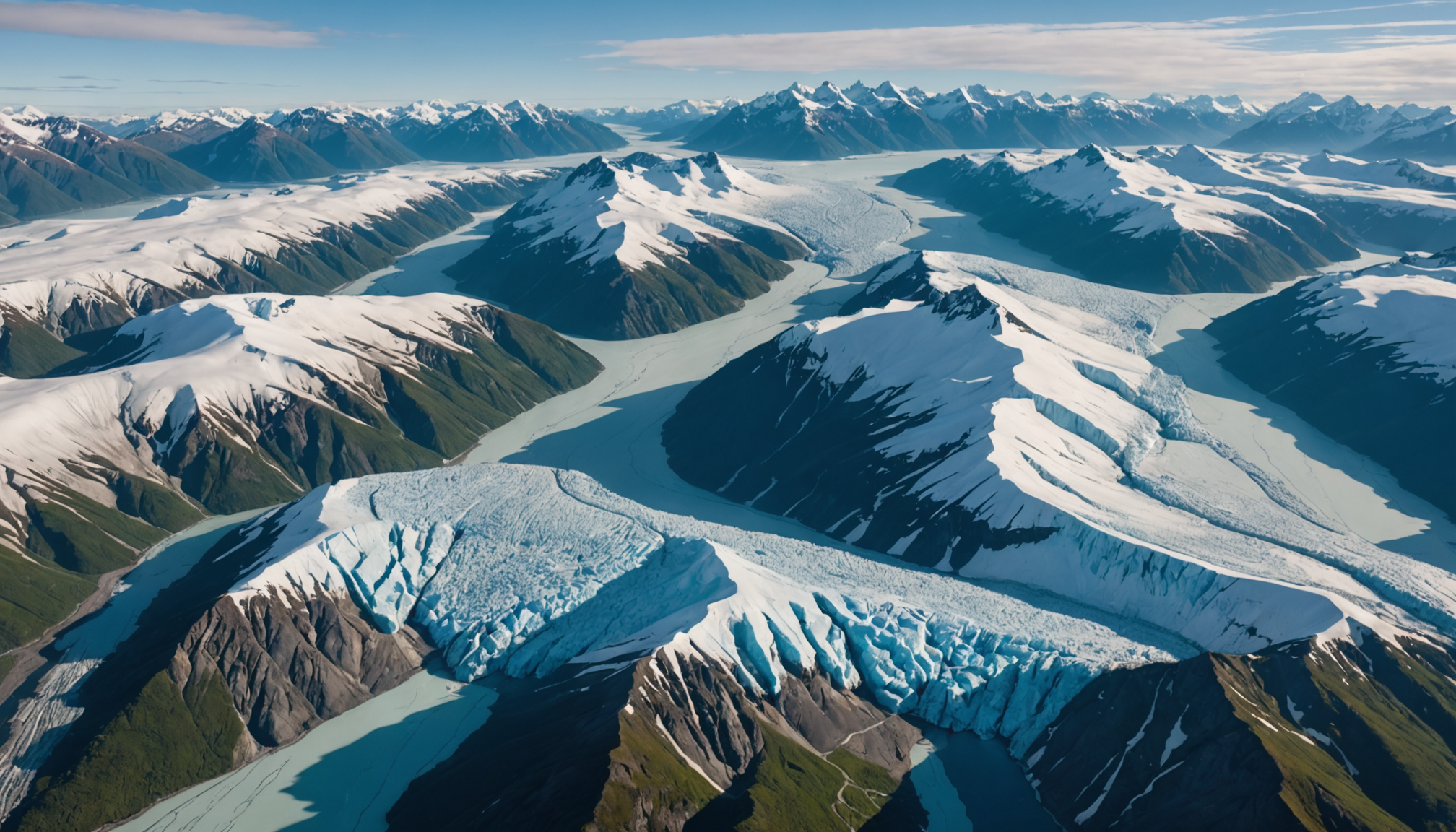 Aerial view of Knik Glacier and surrounding mountains