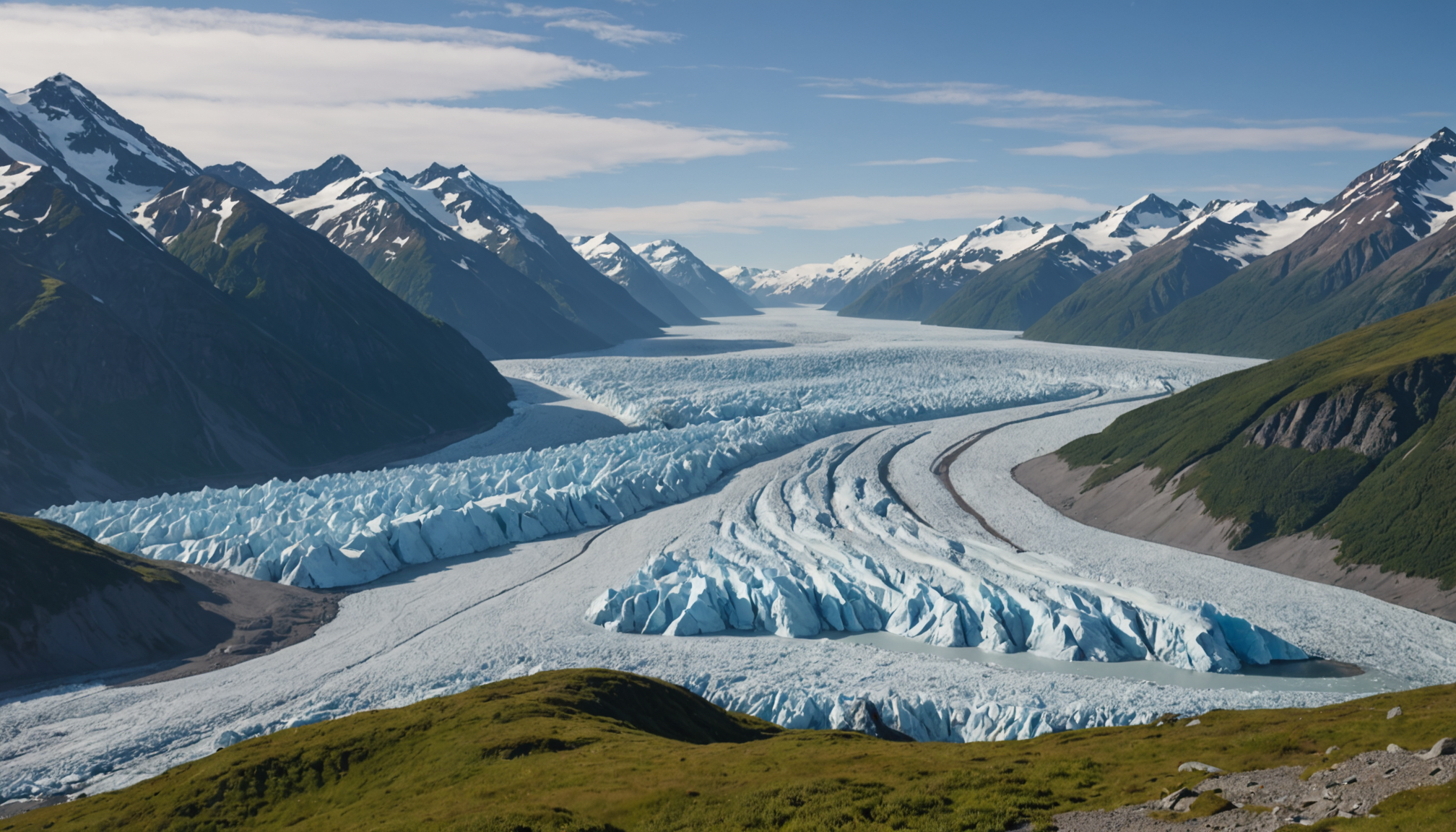 Scenic view of Knik Glacier from a helicopter