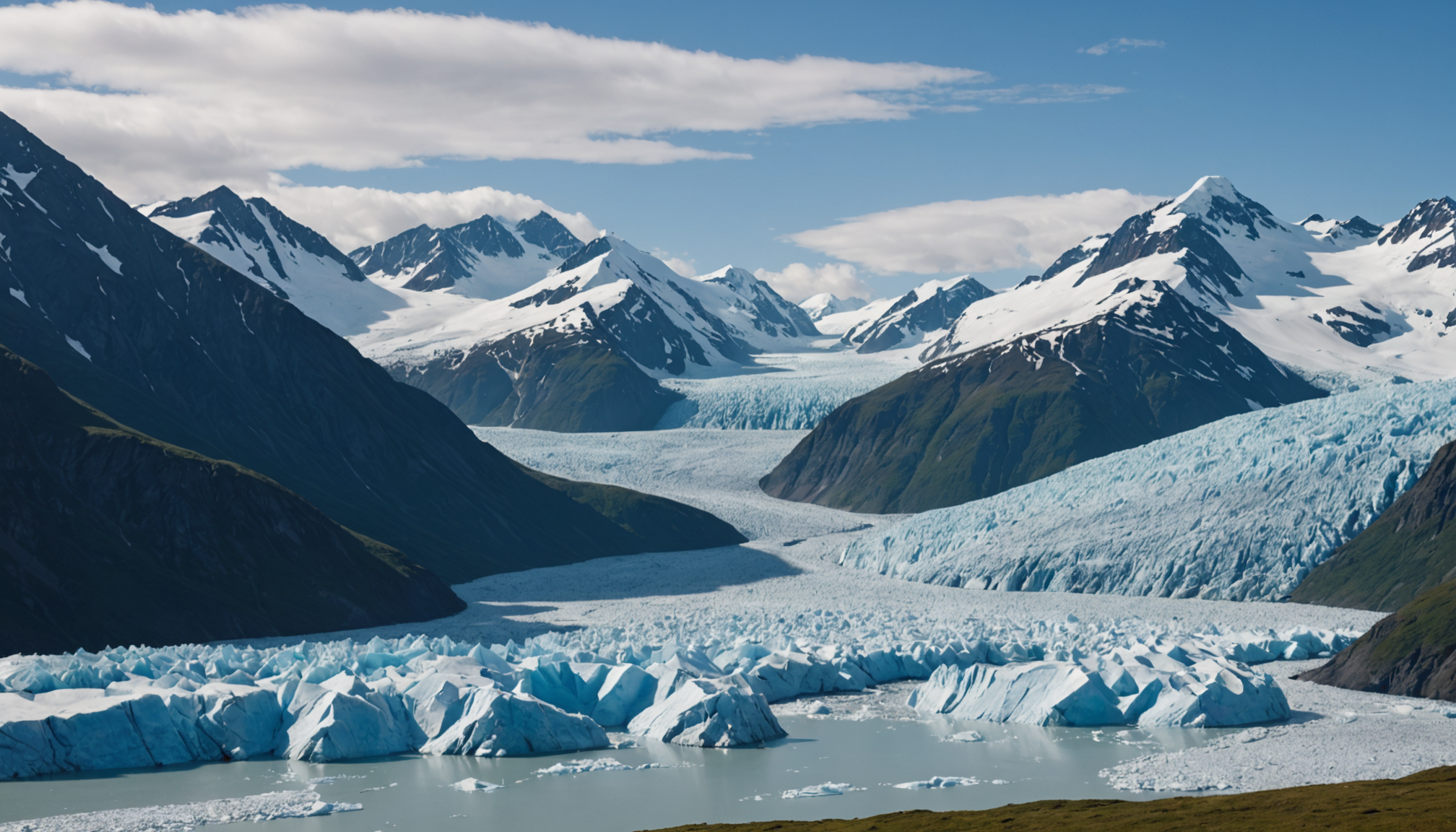 Scenic view of Knik Glacier from a helicopter