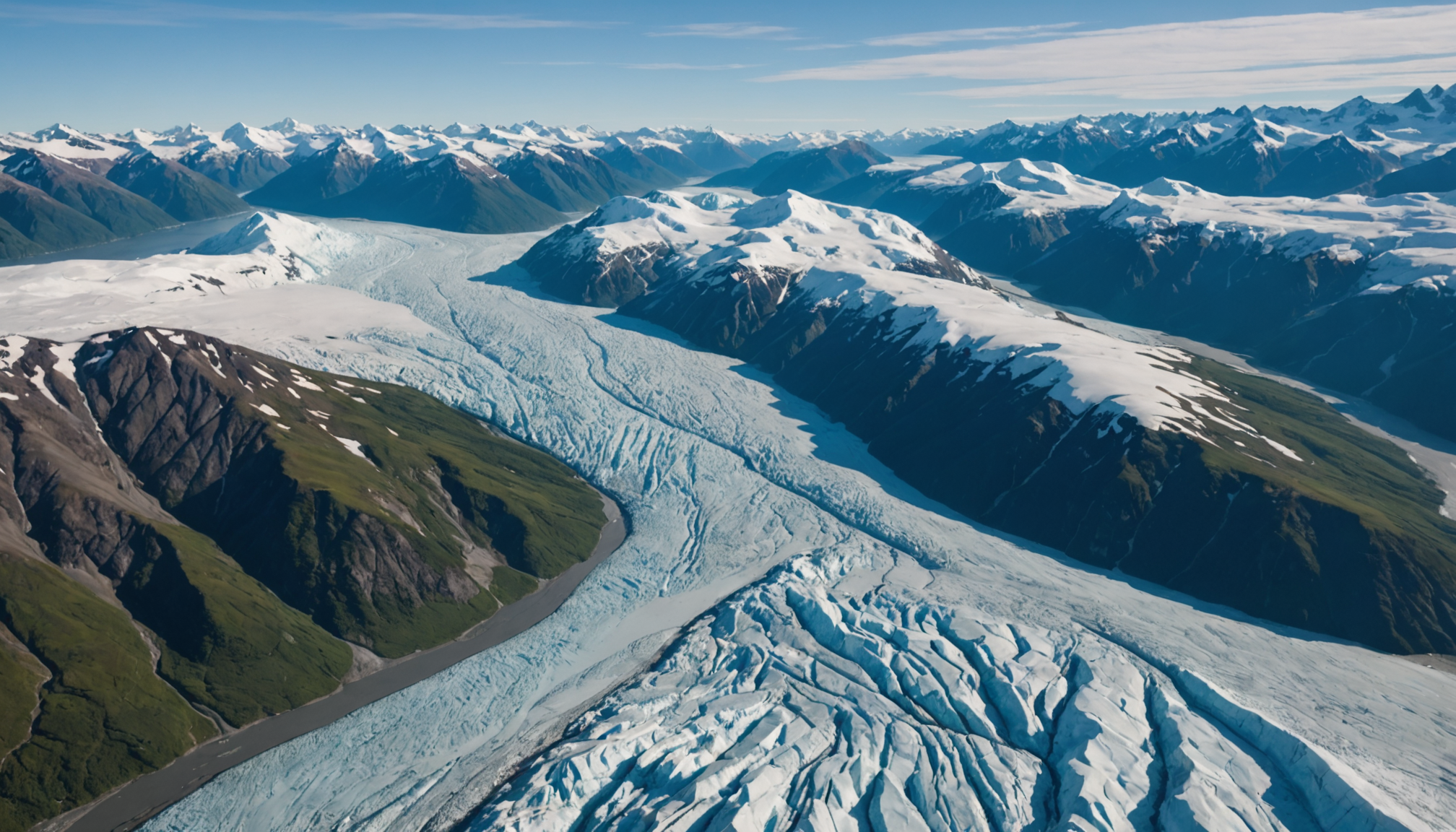 Aerial view of Knik Glacier from a helicopter