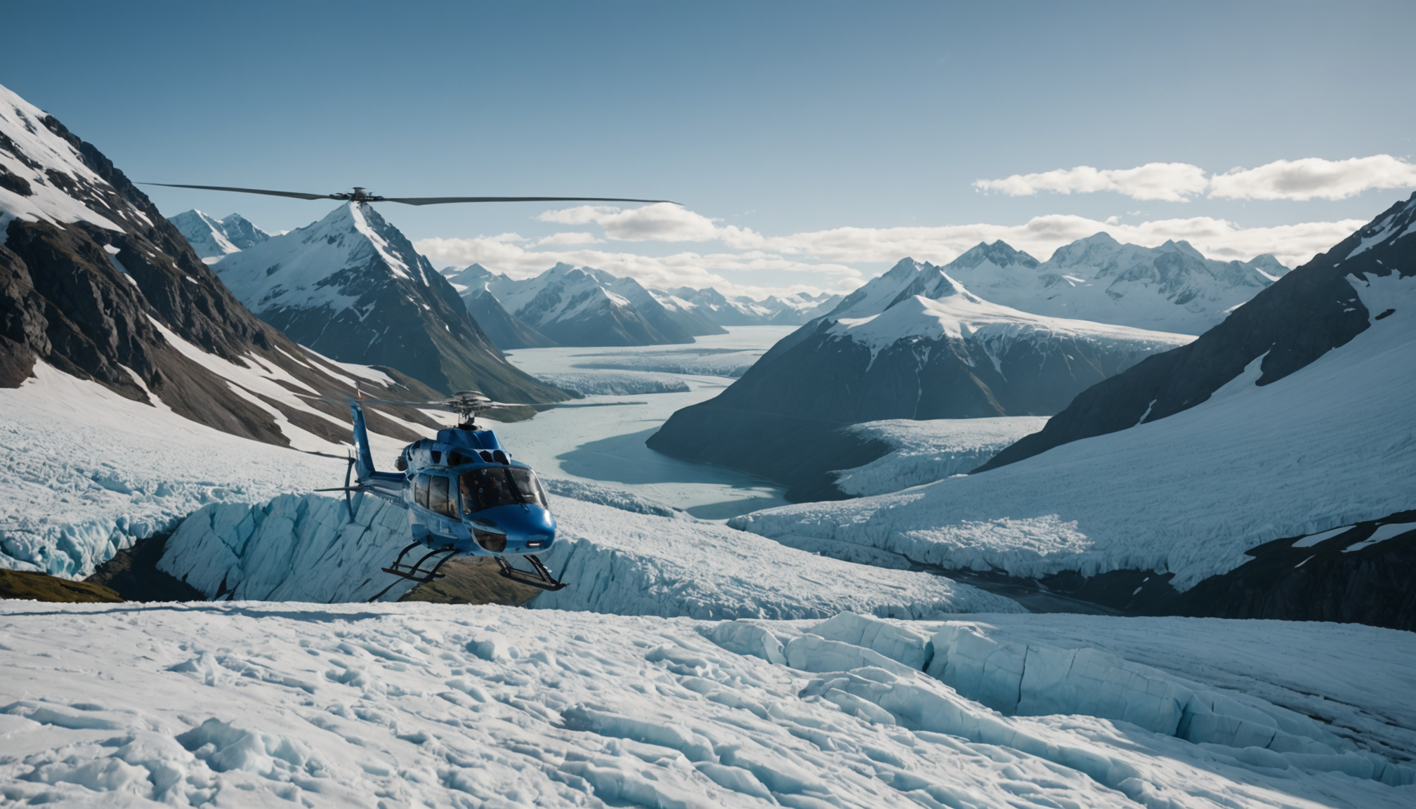 Helicopter landing in the alpine region of Hatcher Pass