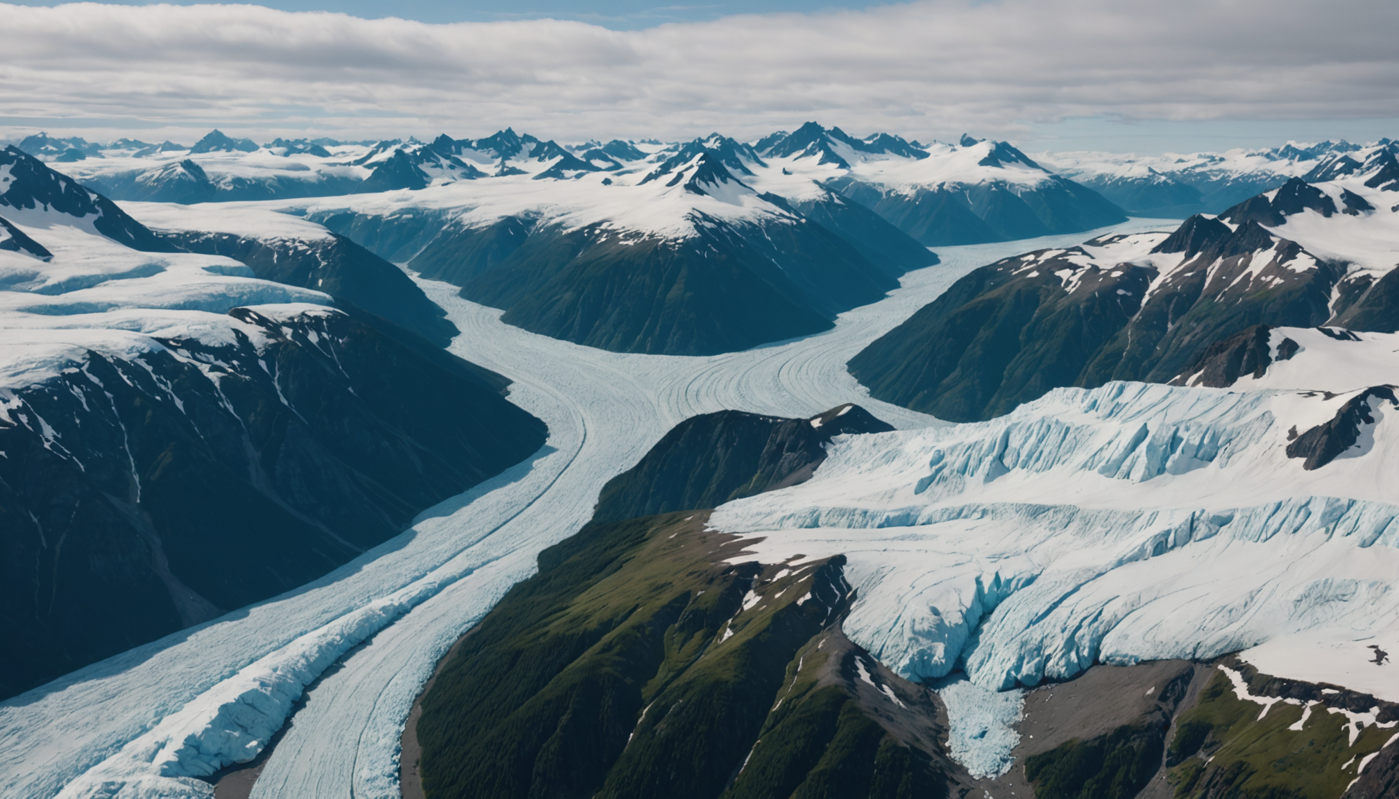 Scenic view of Prince William Sound from a helicopter