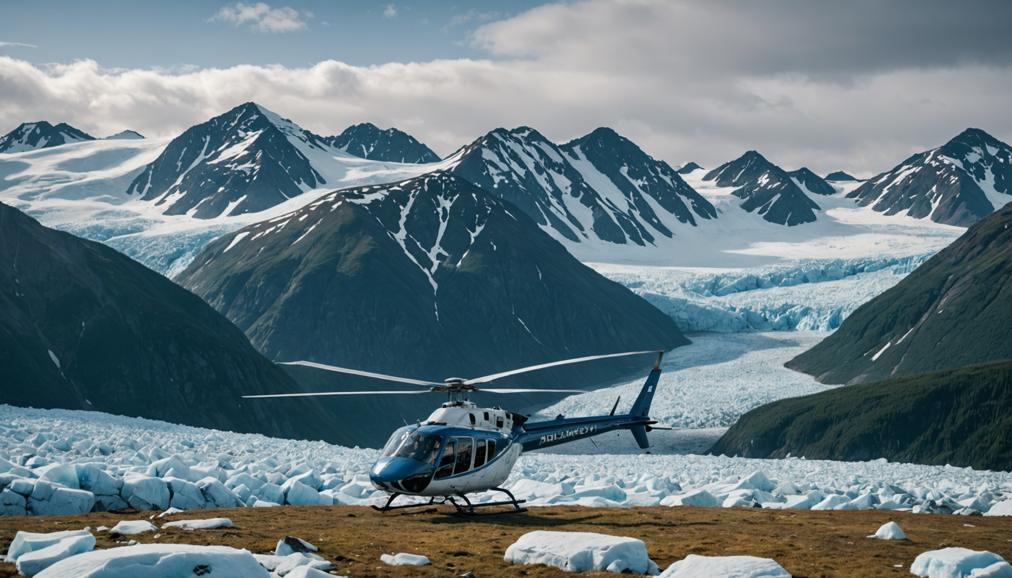 Helicopter landing in the Chugach Range