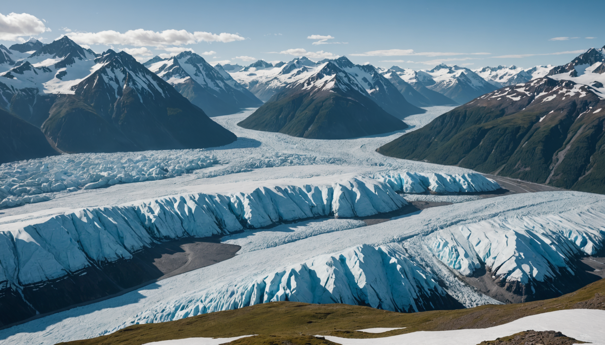 Snow-covered mountains in the Chugach Range