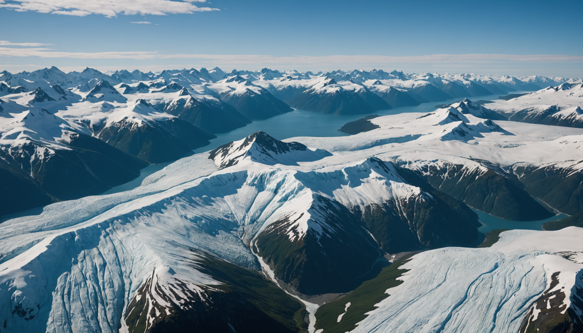 View from a helicopter over the Chugach Mountains