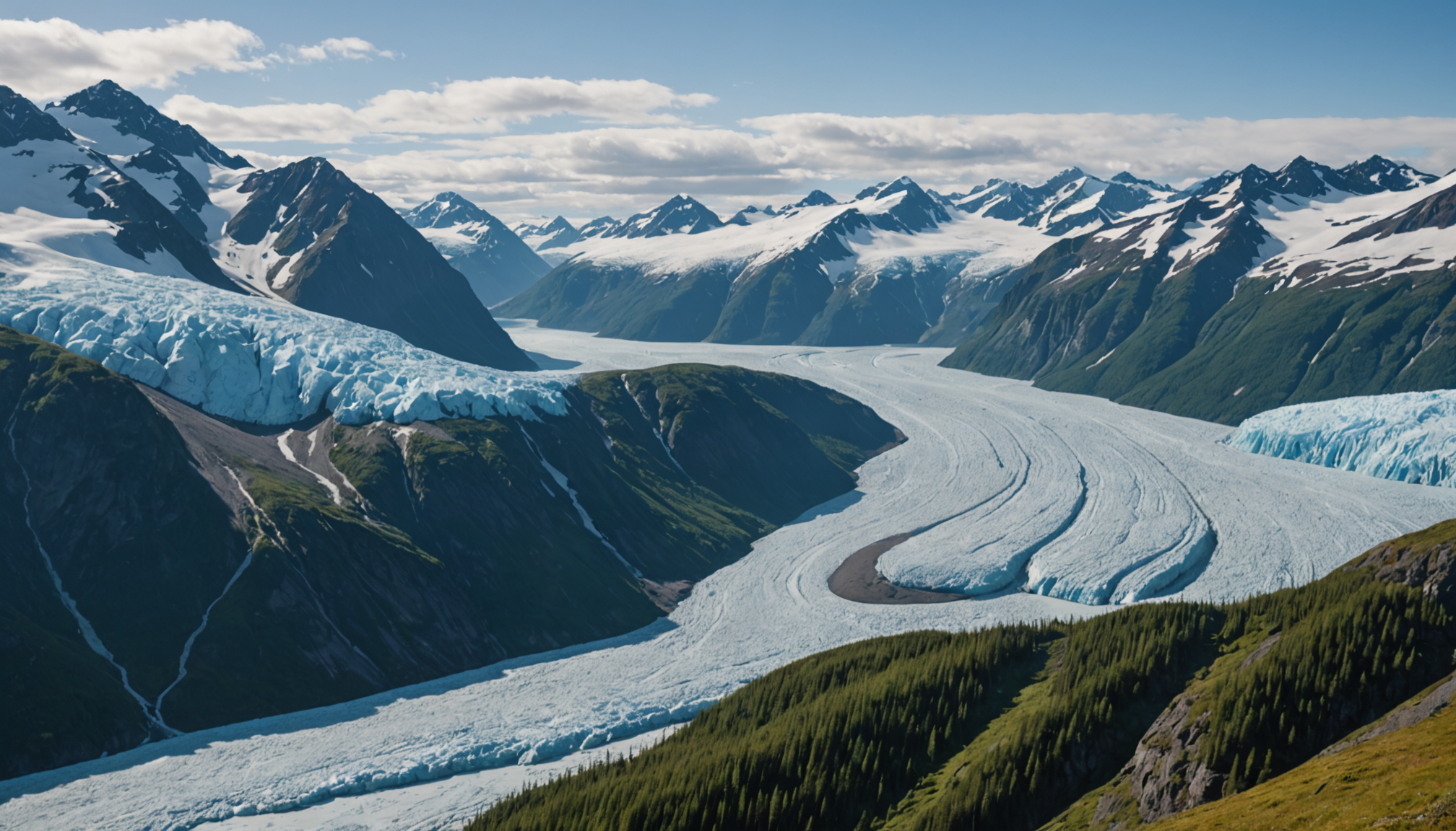 Helicopter view over Endicott Arm