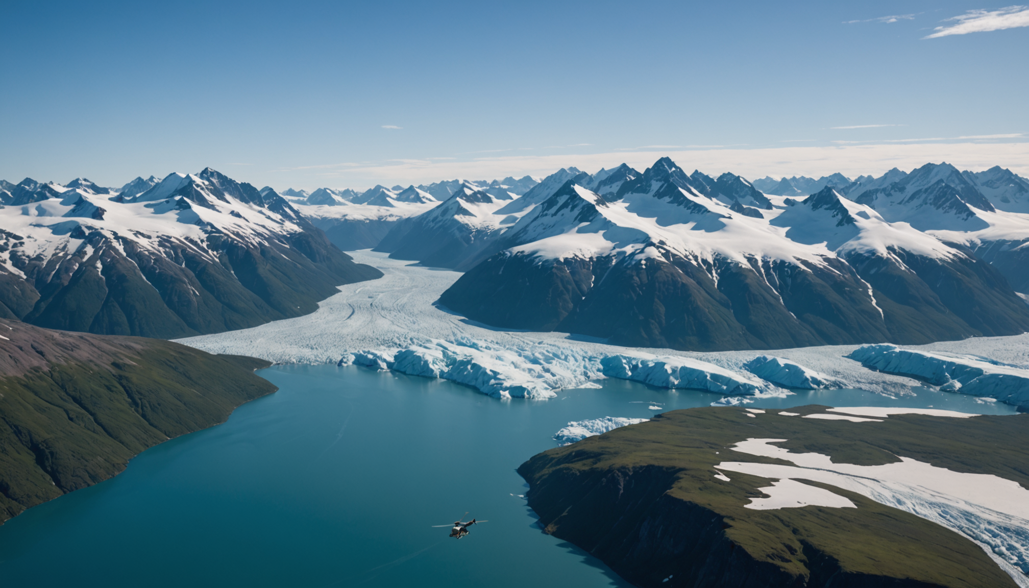 Scenic view of Prince William Sound from a helicopter