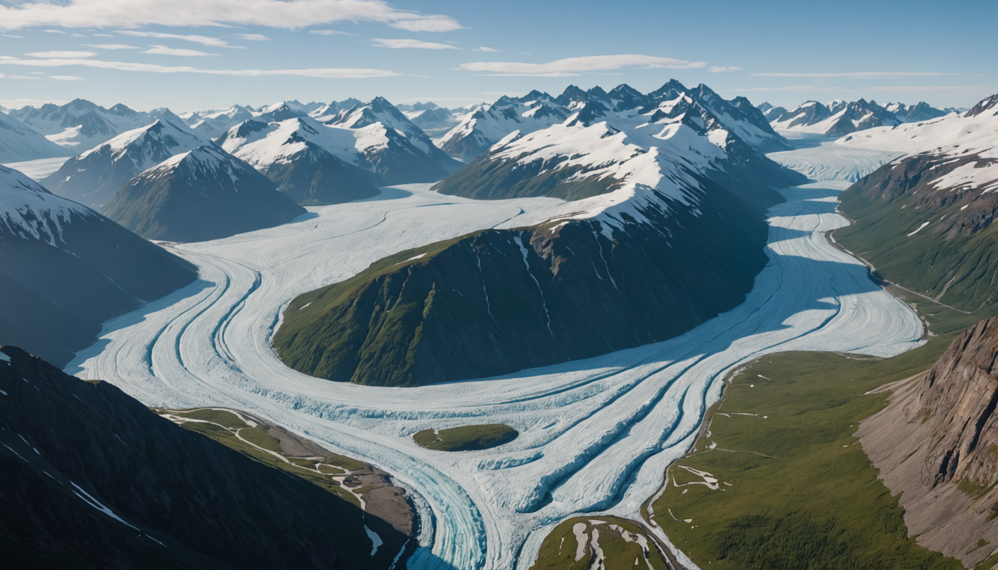 View of Chugach Mountains from a helicopter